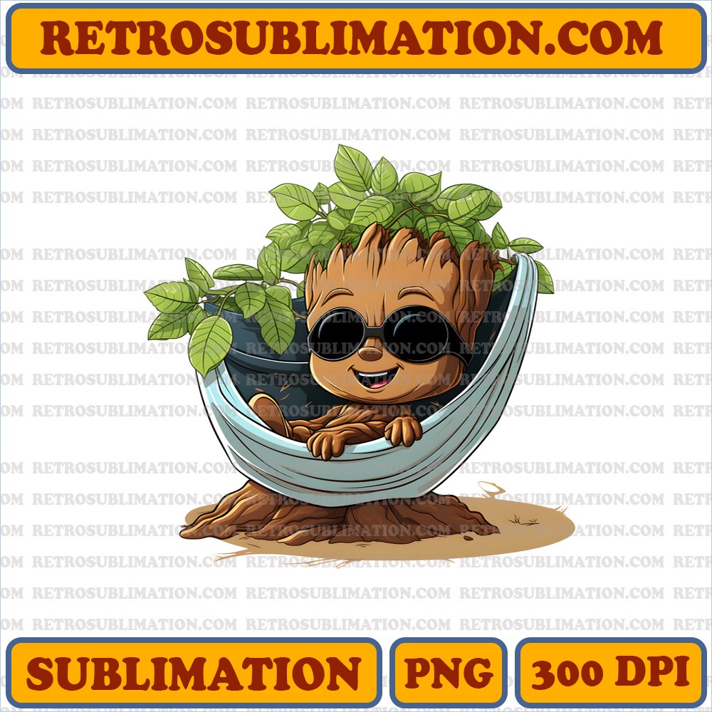 Groot's Sunny Nap - Chibi Style Sublimation PNG Digital Download
