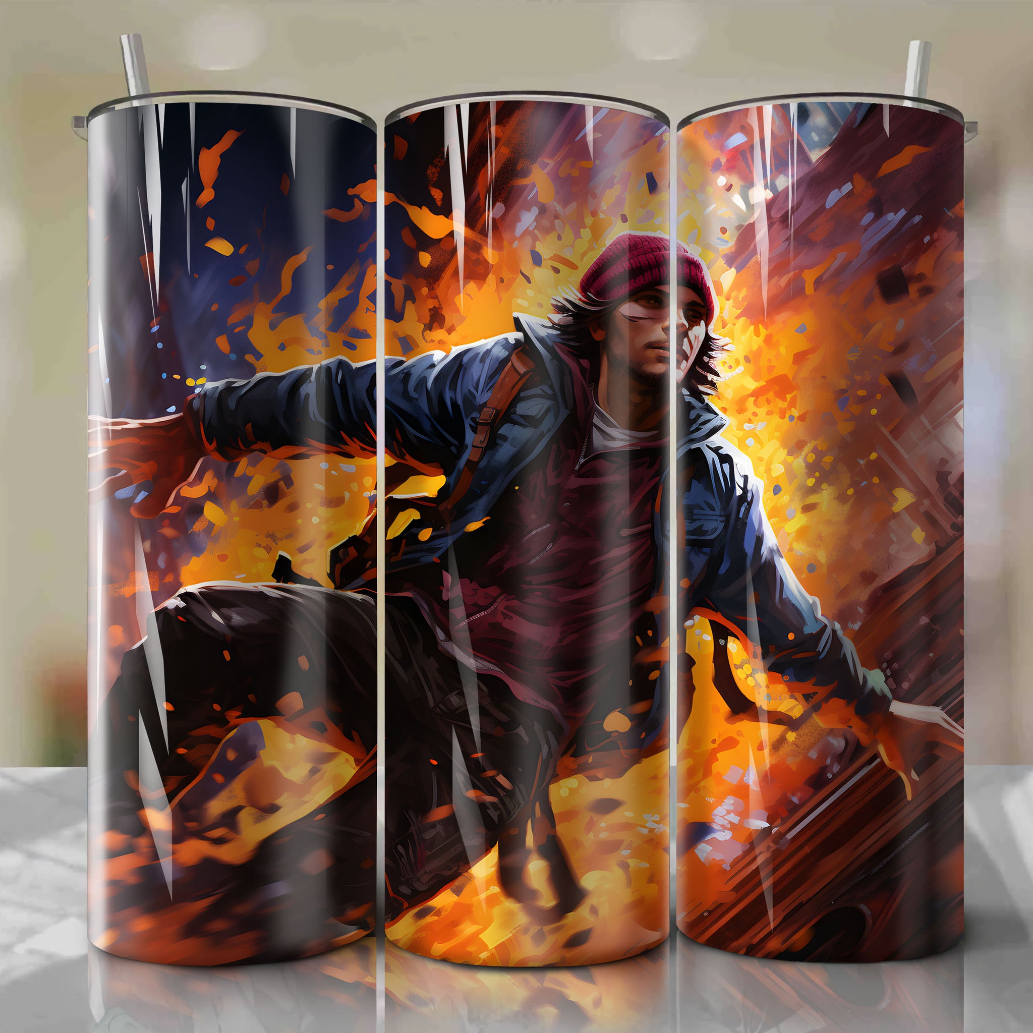 Colorful and Vibrant 20 Oz Tumbler Wrap Inspired by Delsin Rowe from Infamous
