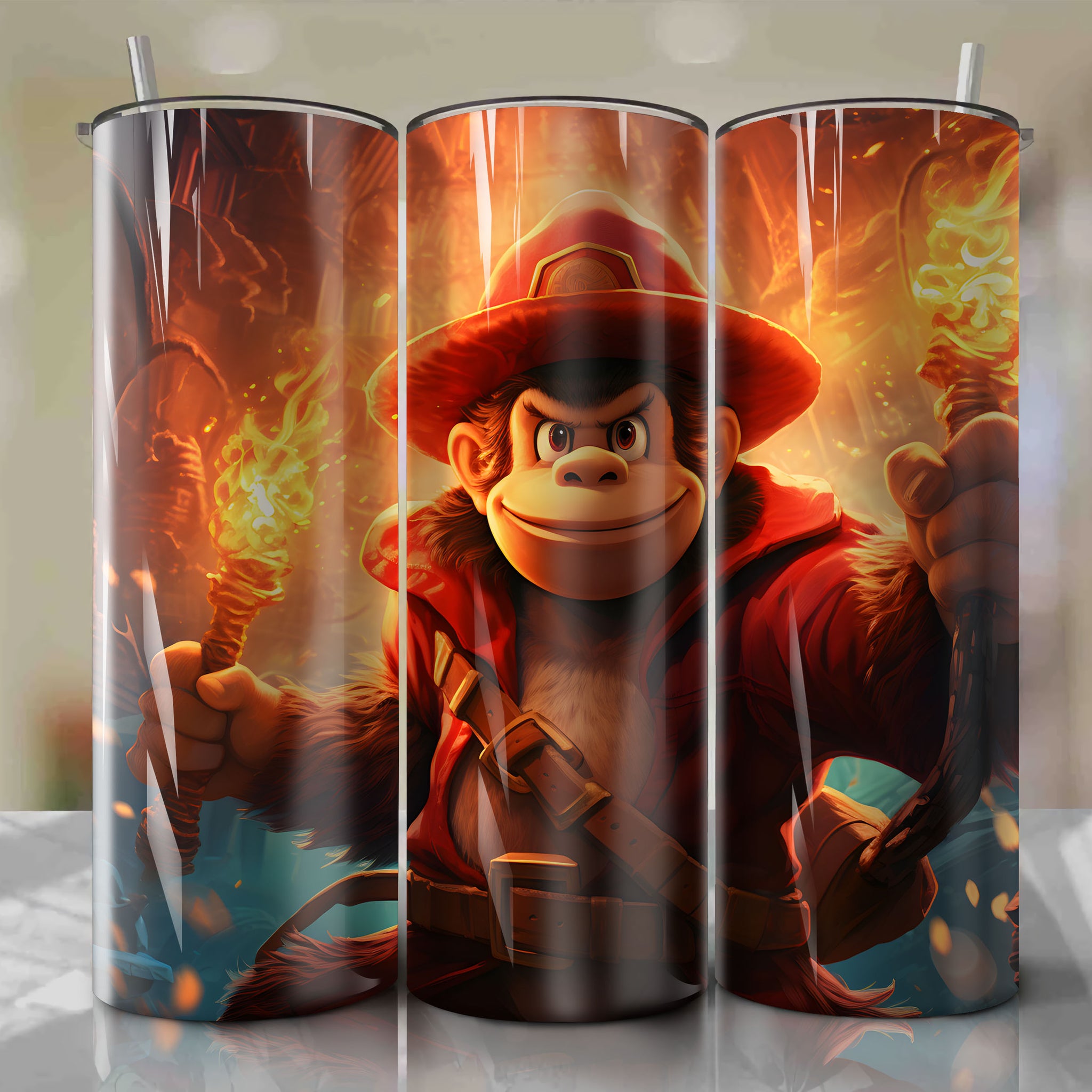 20 Oz Tumbler Wrap - Adventure with Diddy Kong and Dan Mumford's Playful Artwork
