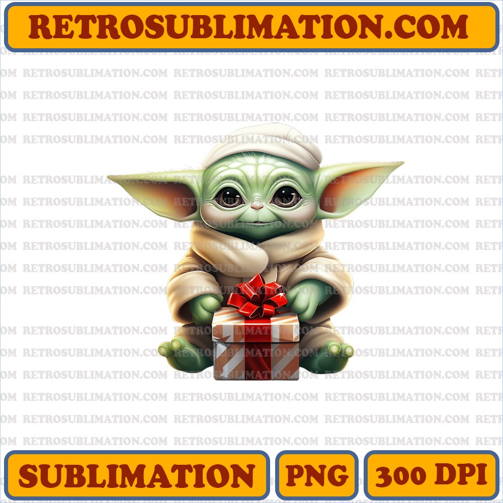 Baby Yoda Christmas Joy - Wrapping Paper Playtime - Cute Cartoon Sublimation PNG
