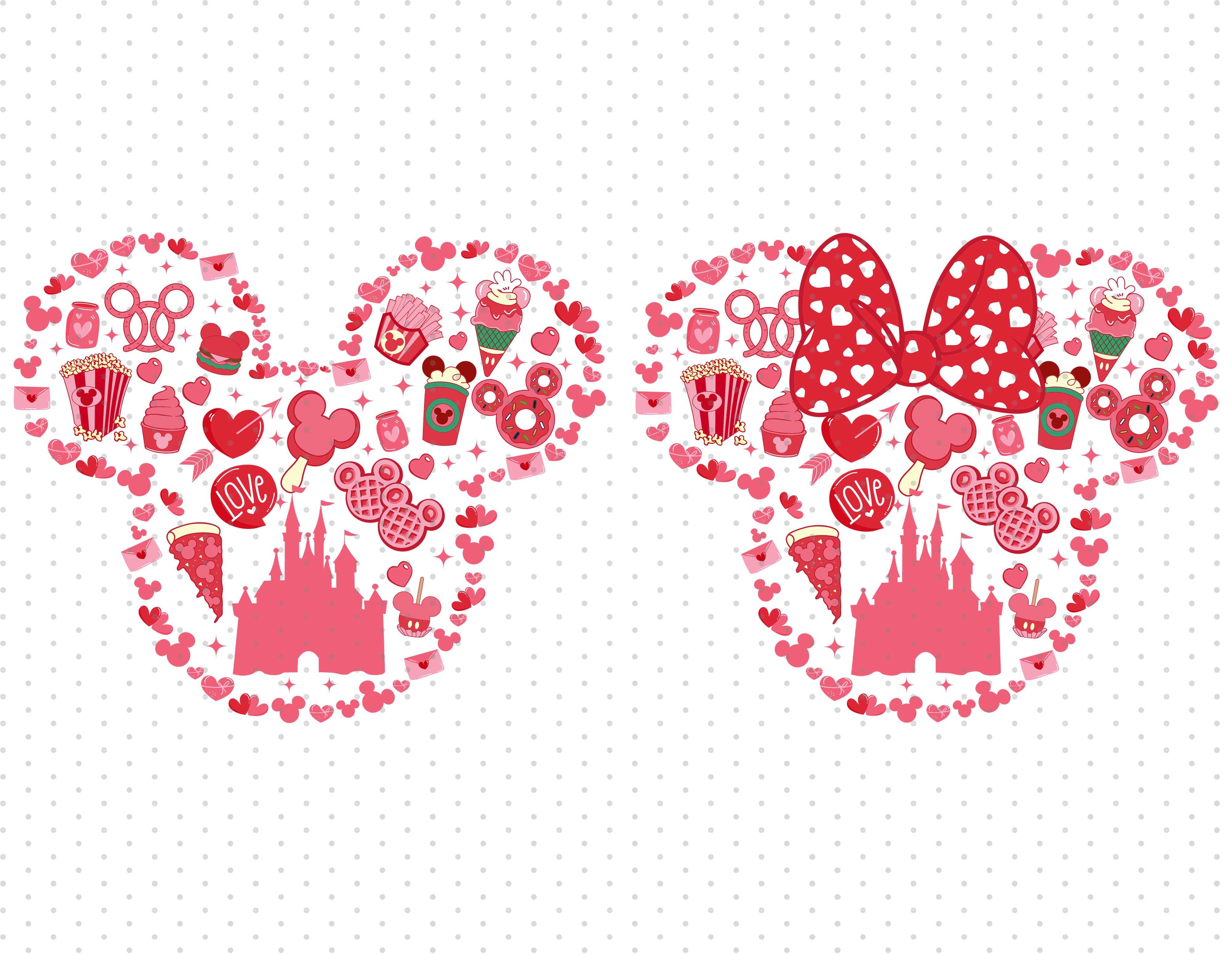 Bundle Mickey Mouse And Minnie Mouse Disney Valentines's PNG Sublimati