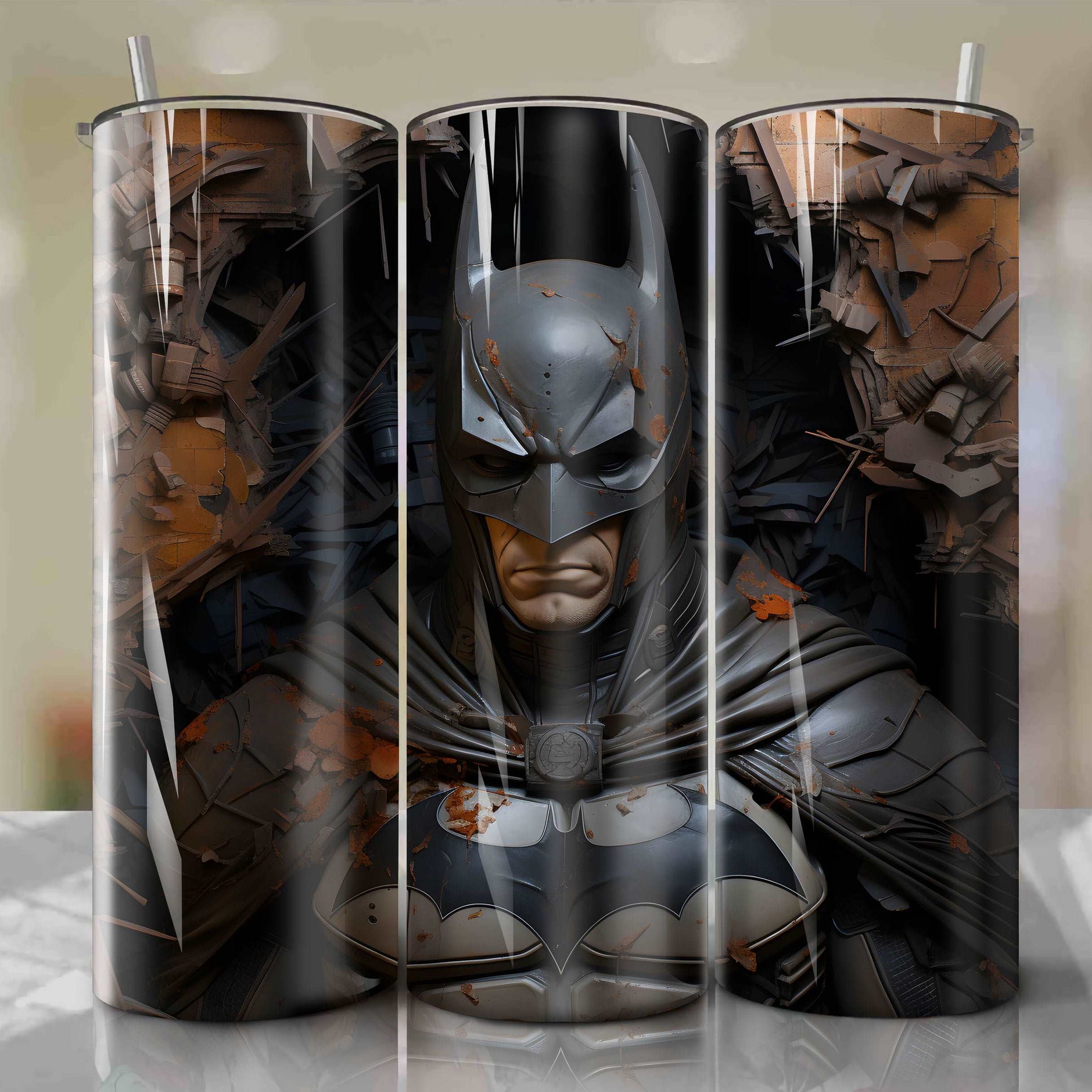 Batman 20 Oz Tumbler Wrap - Brooding 3D Illustration by Dan Mumford