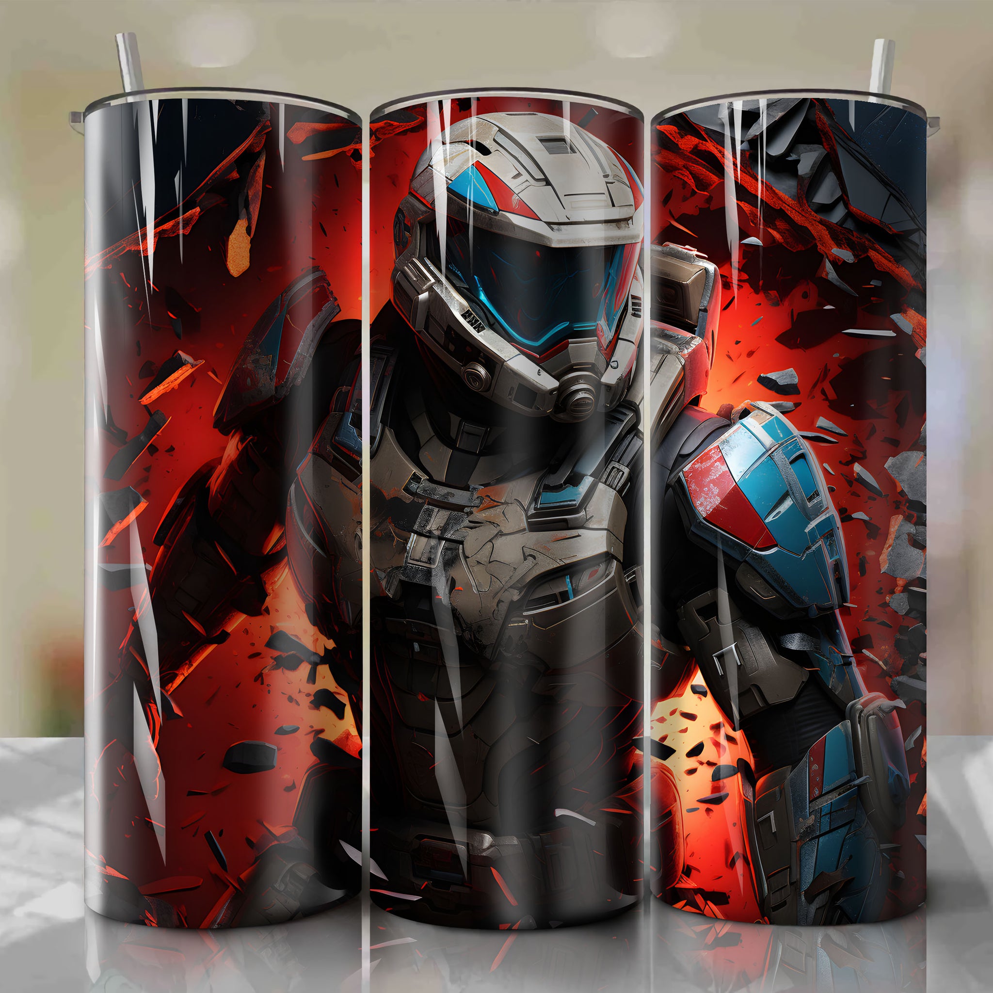 Captain Shepard 20 Oz Tumbler Wrap - Heroic 3D Illustration by Dan Mumford