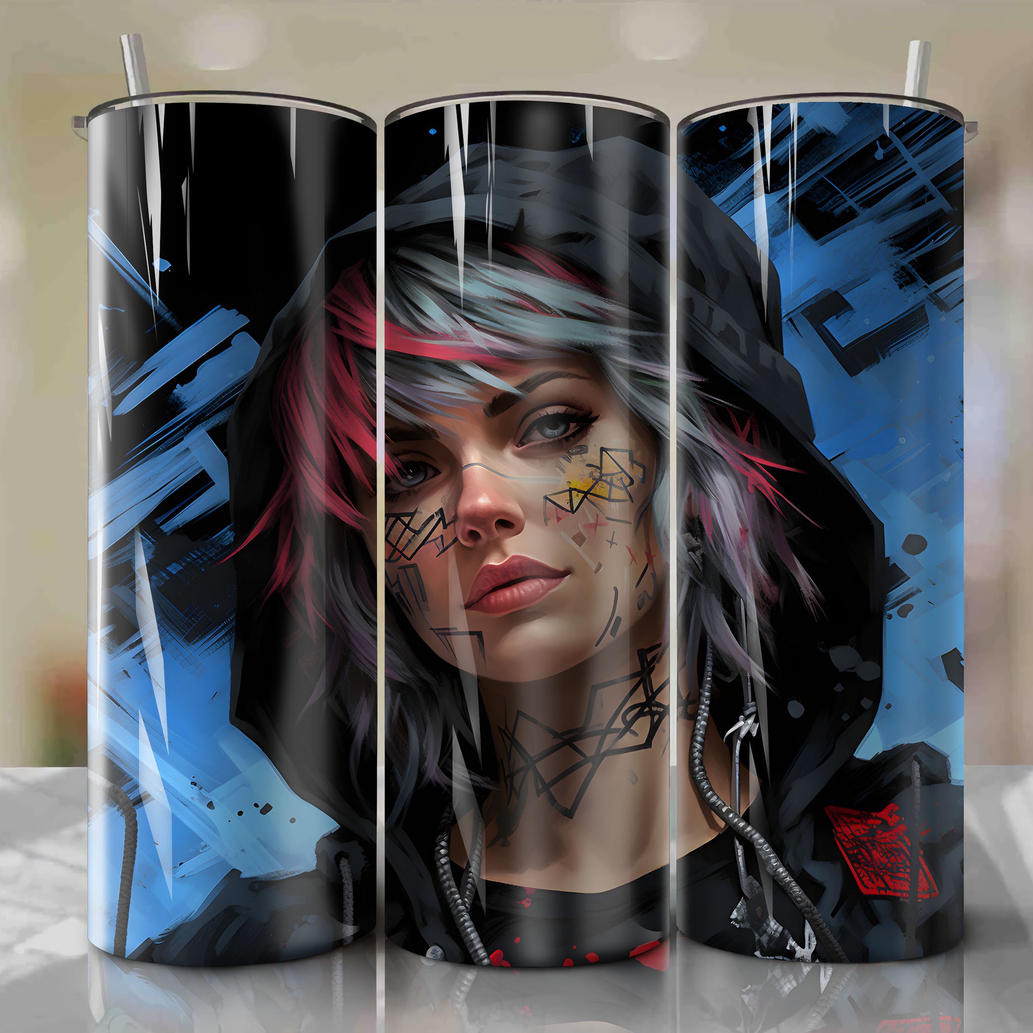 Chloe Price 3D Illustration - Rebellious and Artistic Design for 20 Oz Tumbler Wrap