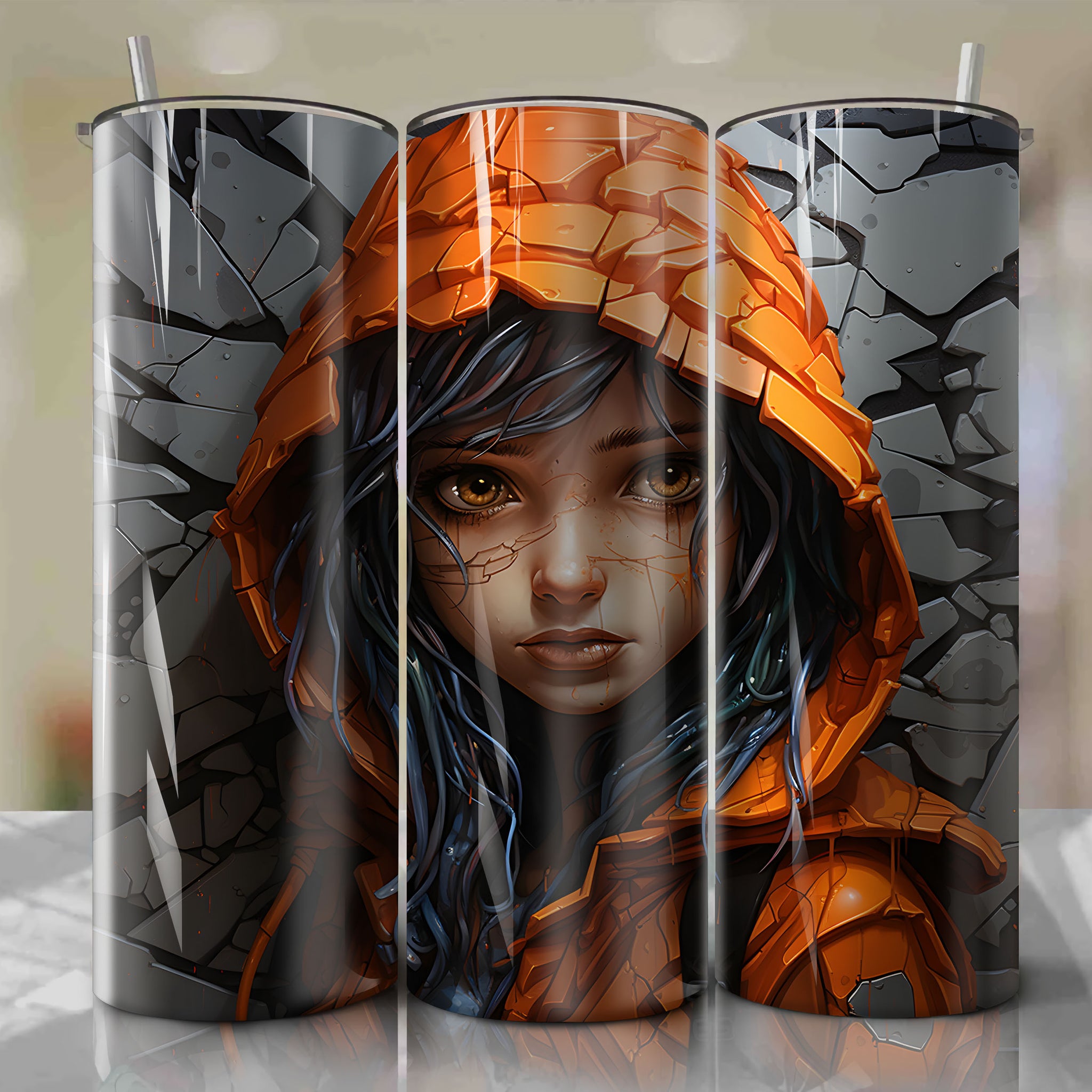 Monogram Tumbler Wrap: Captivating 3D Clementine Illustration