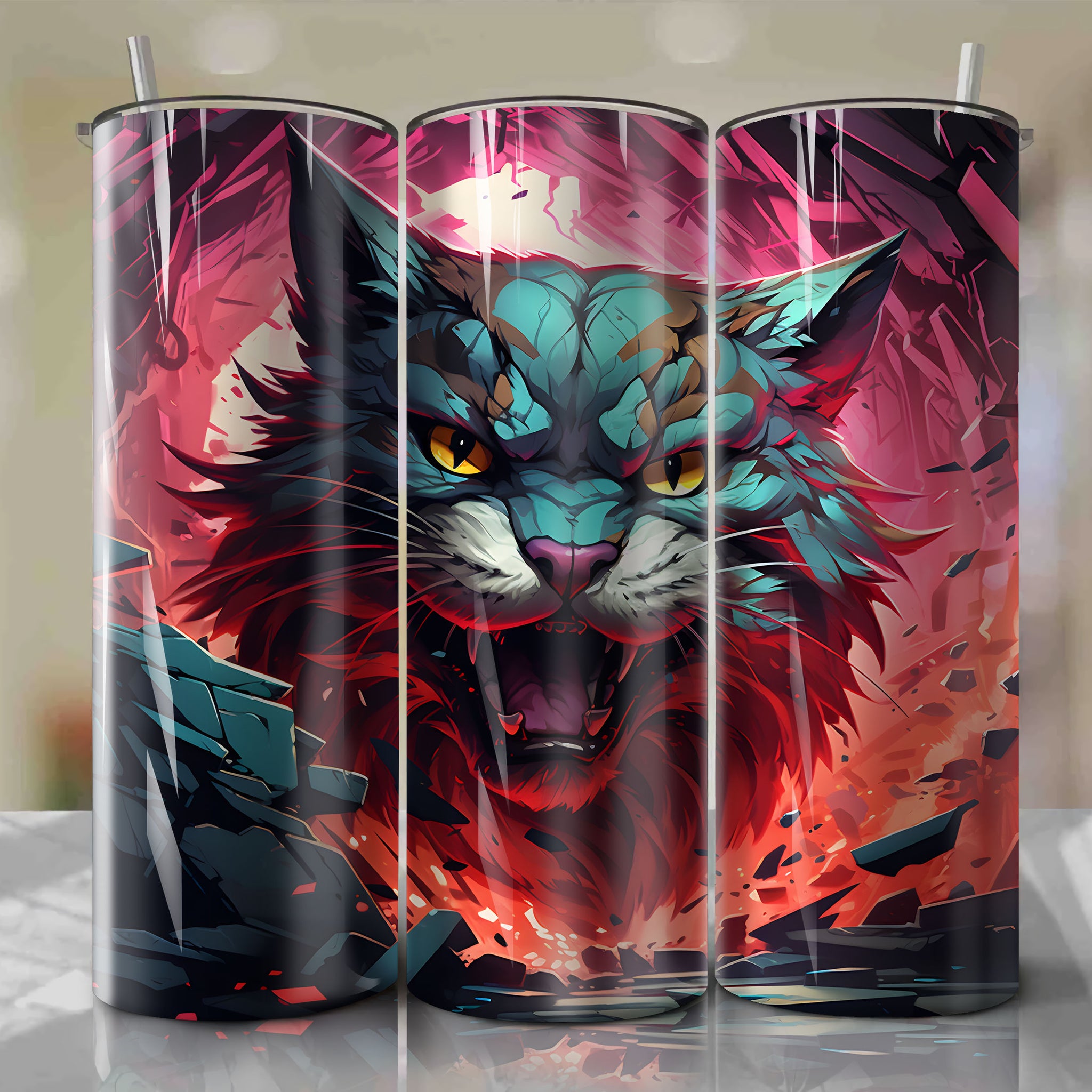 Colorful 20oz Tumbler Wrap - Artistic 3D Illustration by Dan Mumford