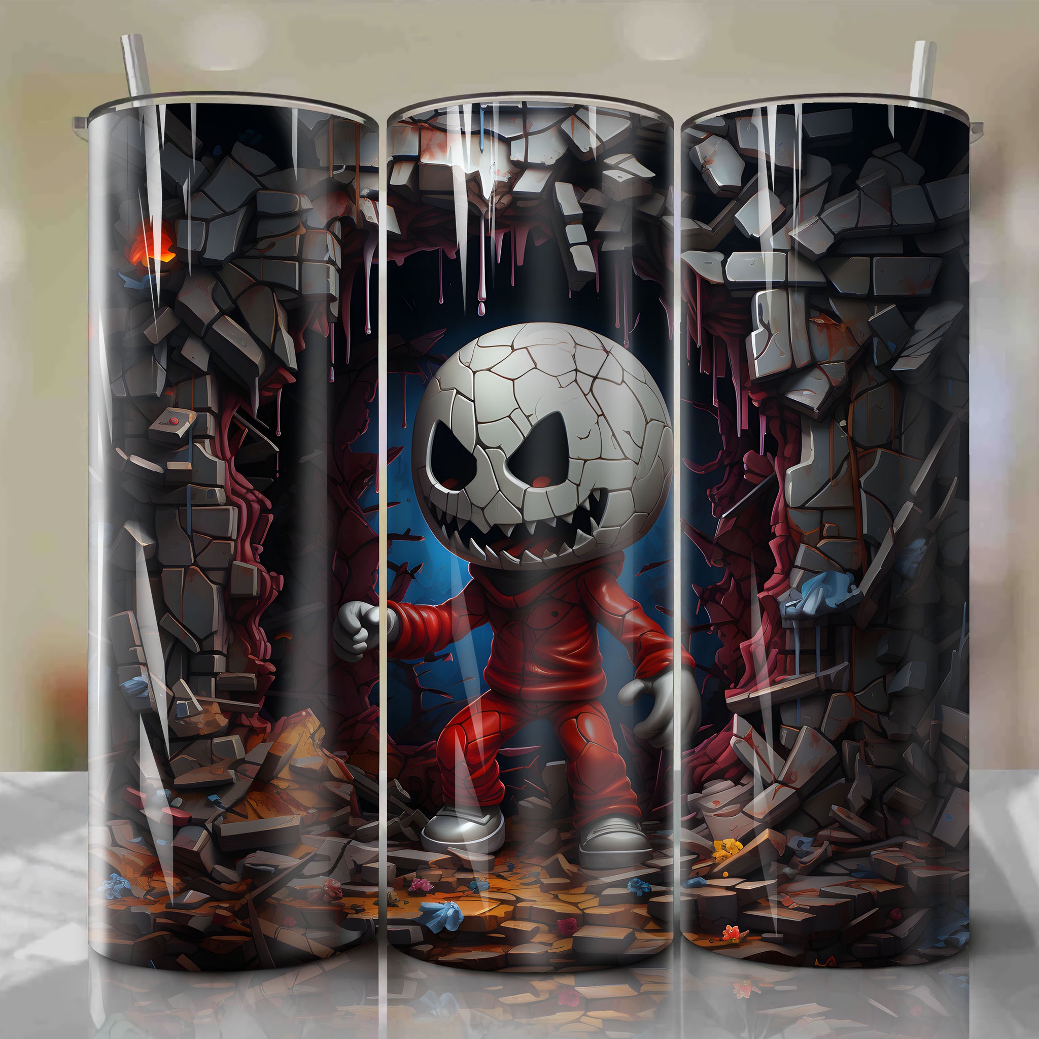 Charming 3D Illustration of Iconic Undertale Characters on a 20 Oz Tumbler Wrap