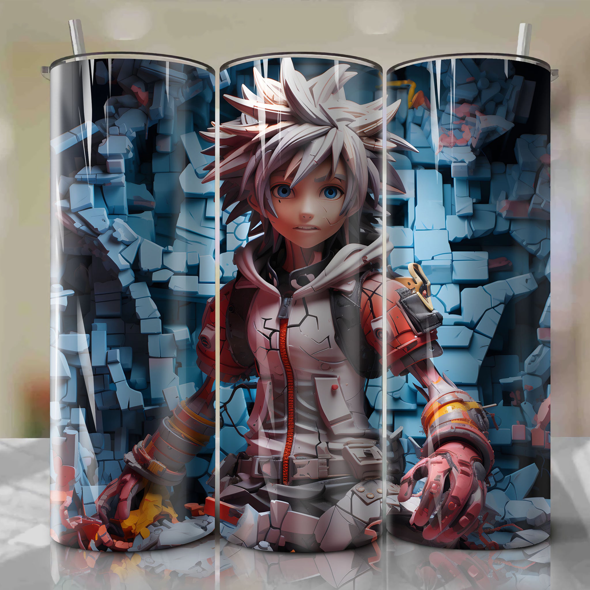 Whimsical 3D Illustration of Sora and Disney Characters on 20 Oz Tumbler Wrap