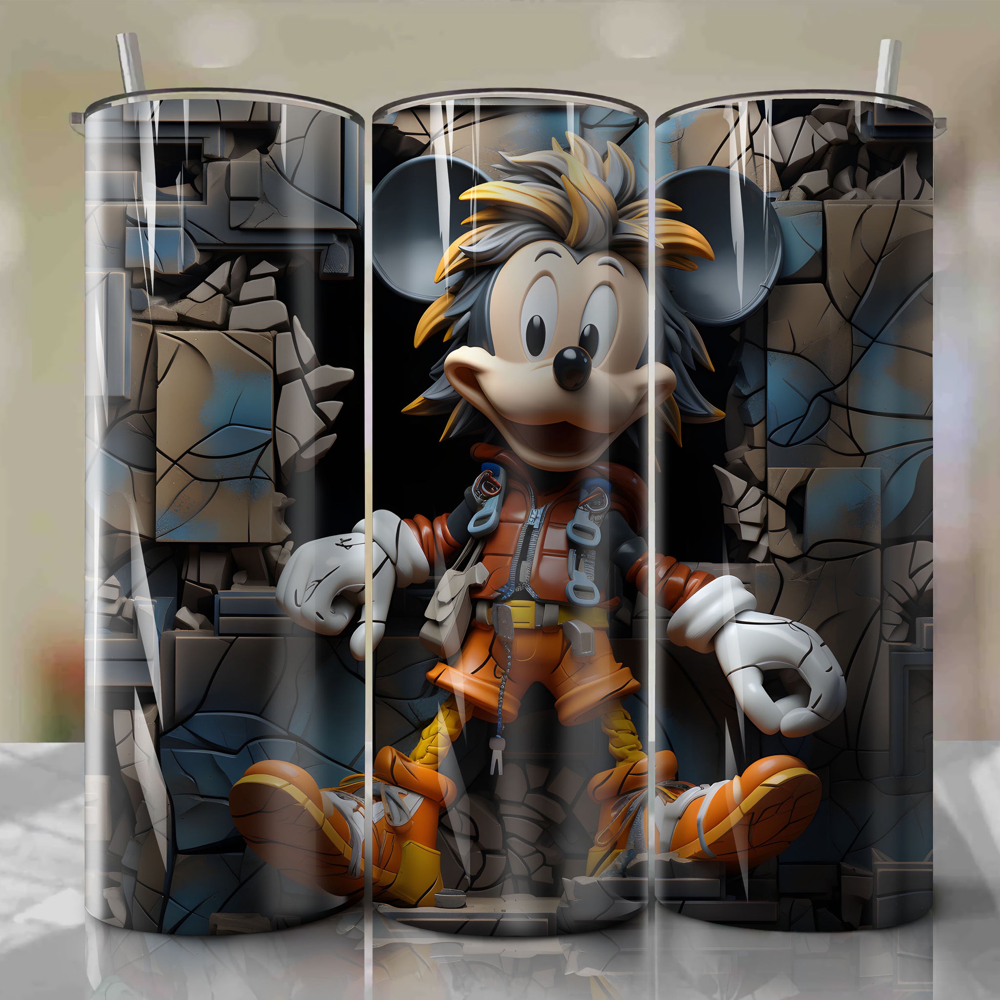 Disney Final Fantasy Kingdom Hearts 20 Oz Tumbler Wrap with Playful Sora in Whimsical 3D Illustration