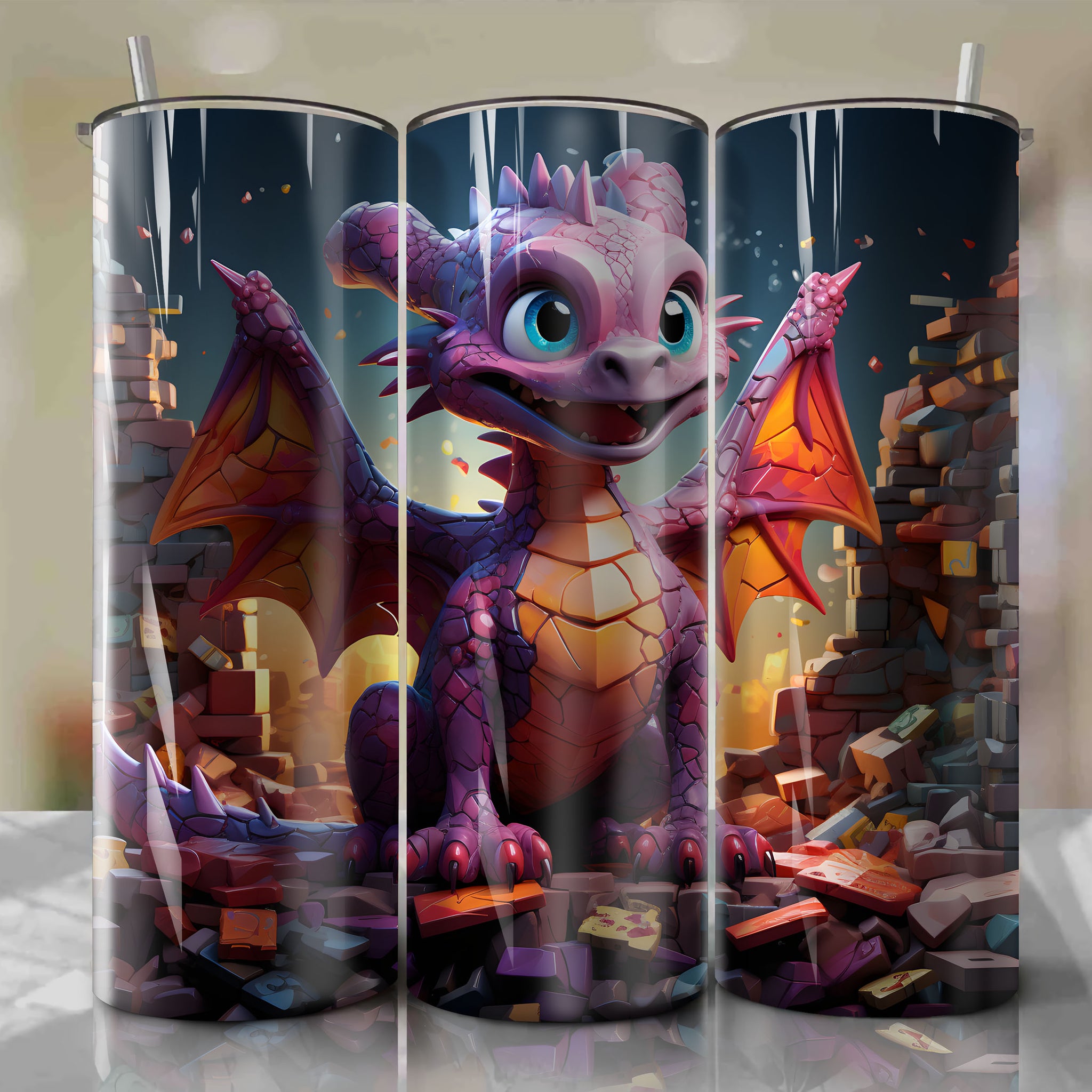 Vibrant 3D Spyro Graffiti Design | Dragon Character Illustration