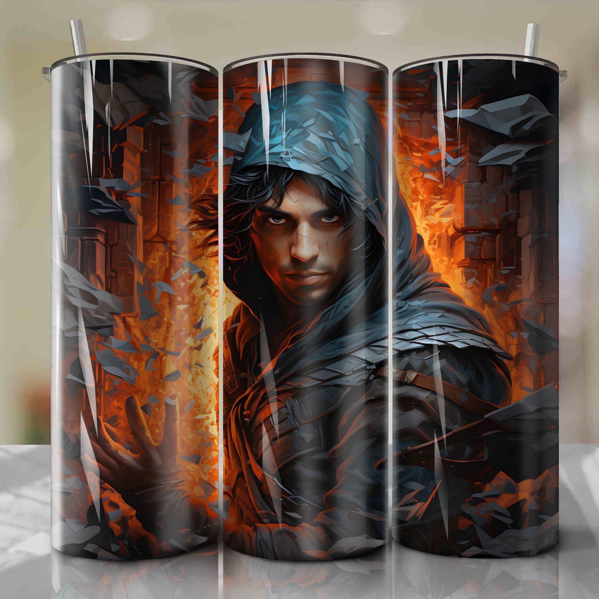 The Prince of Persia 20 Oz Tumbler Wrap: Dynamic 3D Illustration by Dan Mumford