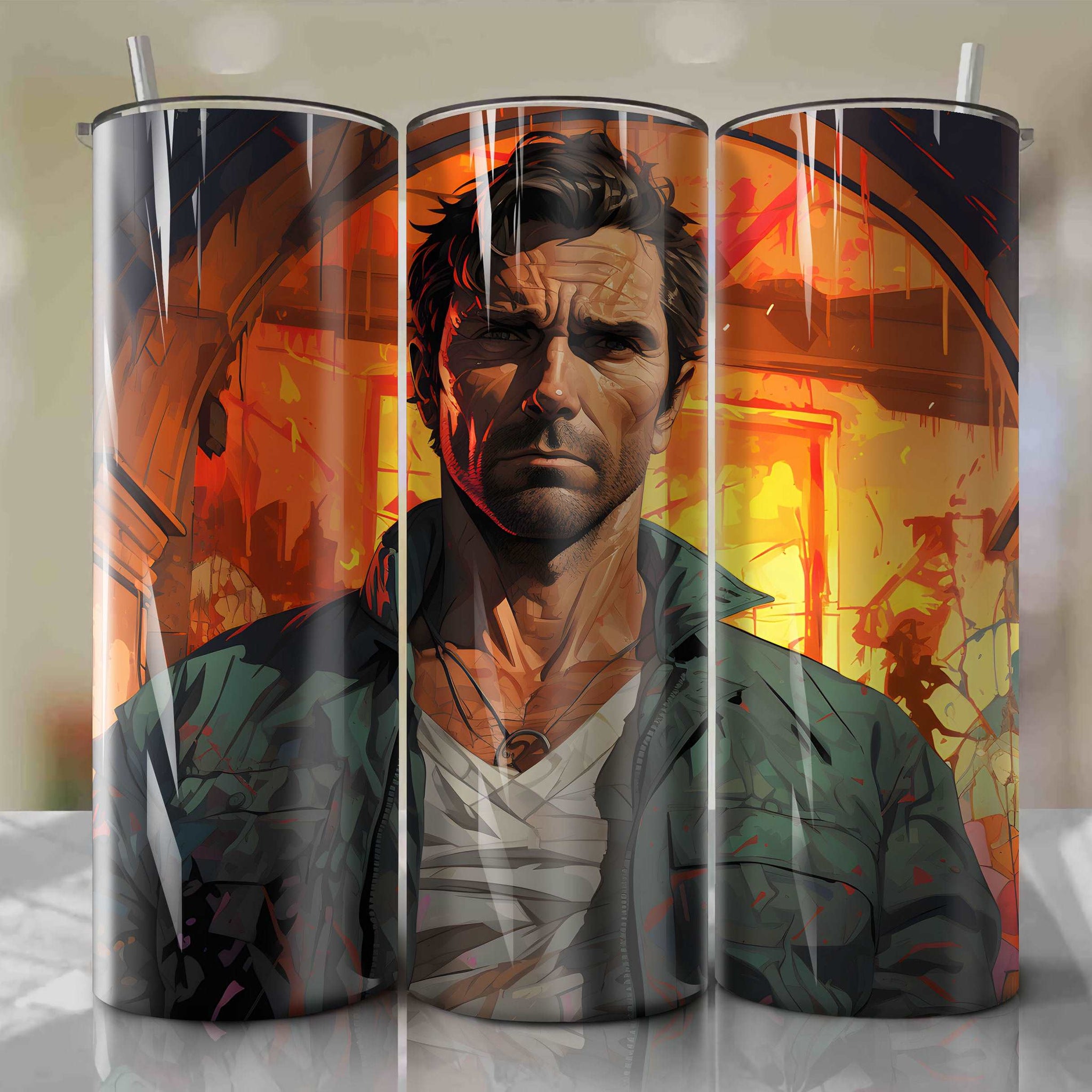 Tommy Vercetti 20 Oz Tumbler Wrap - A Gritty and Artistic 3D Illustration by Dan Mumford