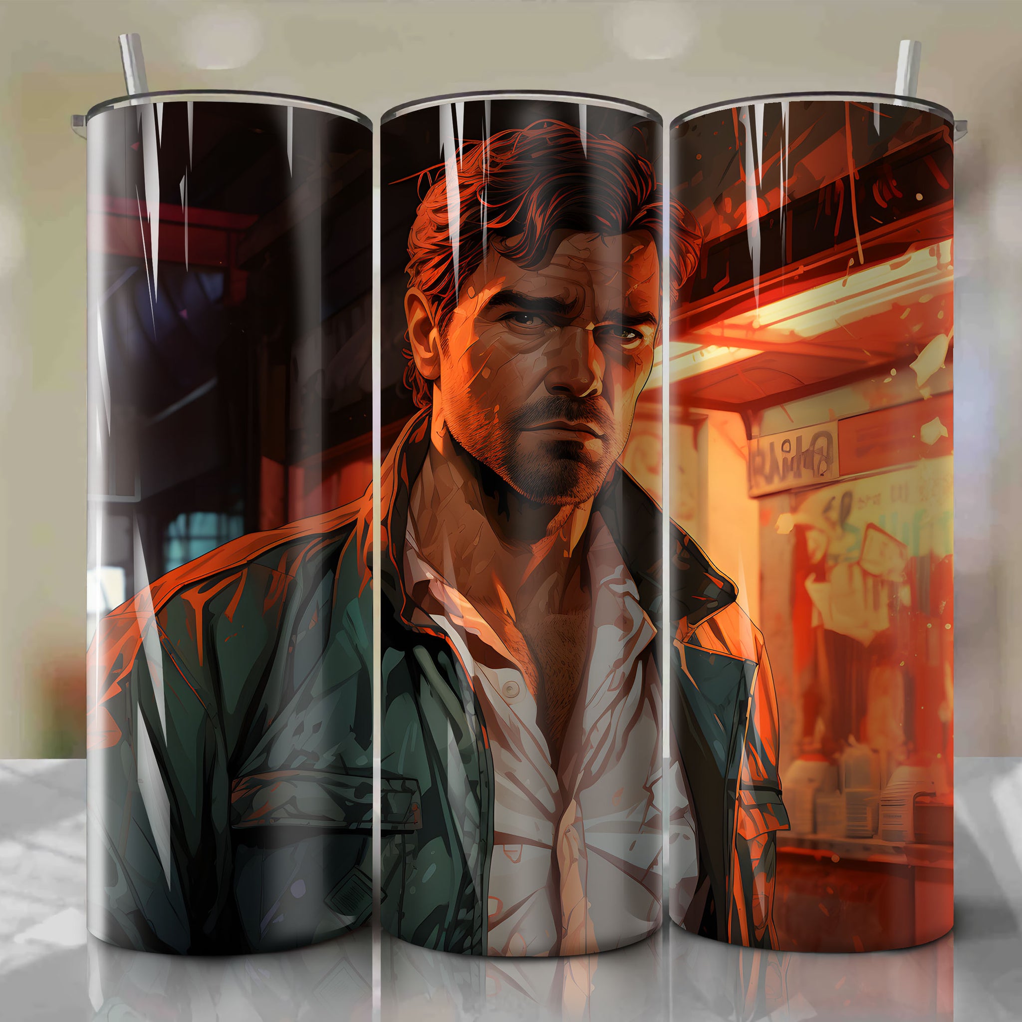 Introducing the Stunning 20 Oz Tumbler Wrap Inspired by Dan Mumford's Gritty Artistic 3D Illustration of Tommy Vercetti