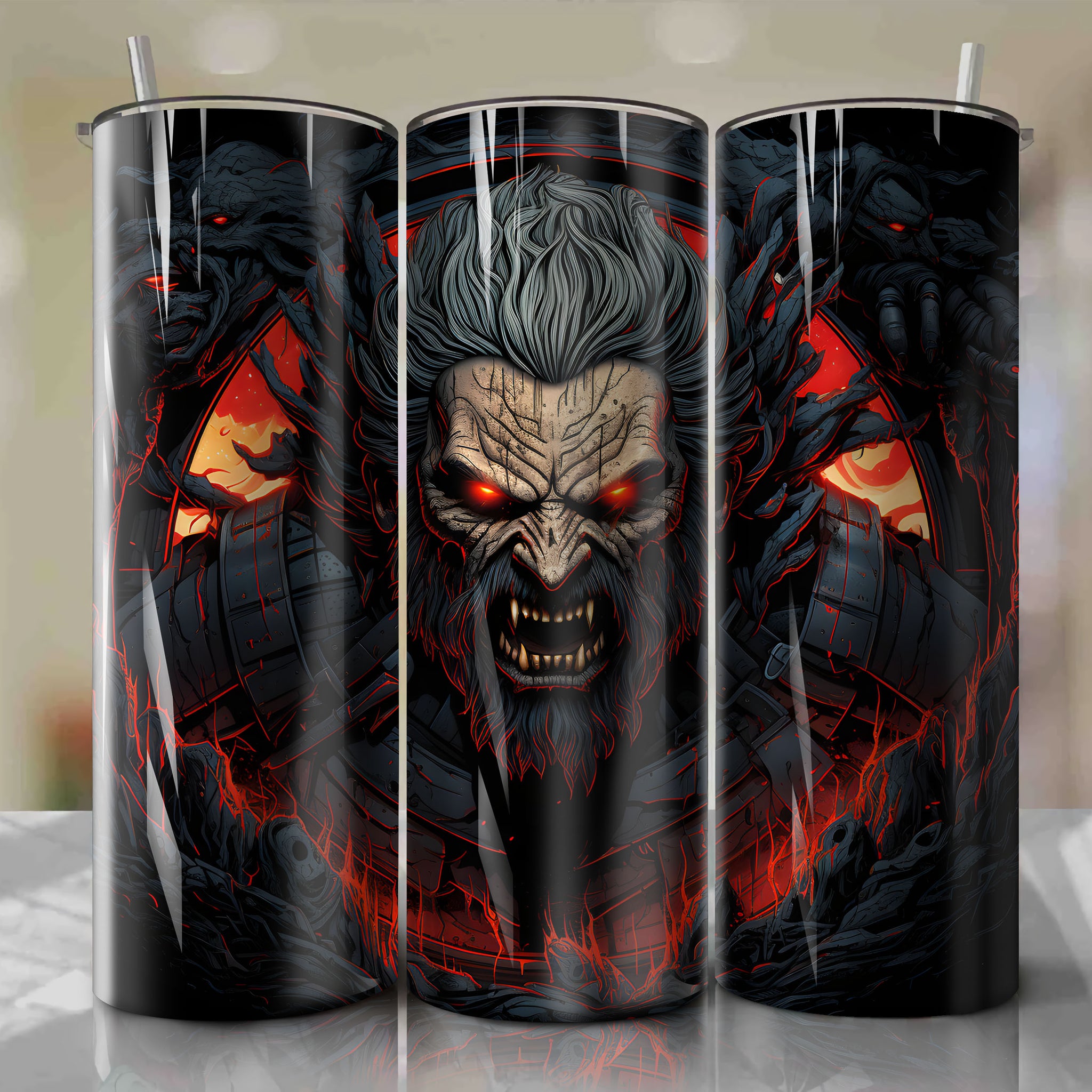 Wild Hunt Collection - Captivating 3D Illustration of Geralt of Rivia on 20 Oz Tumbler Wrap