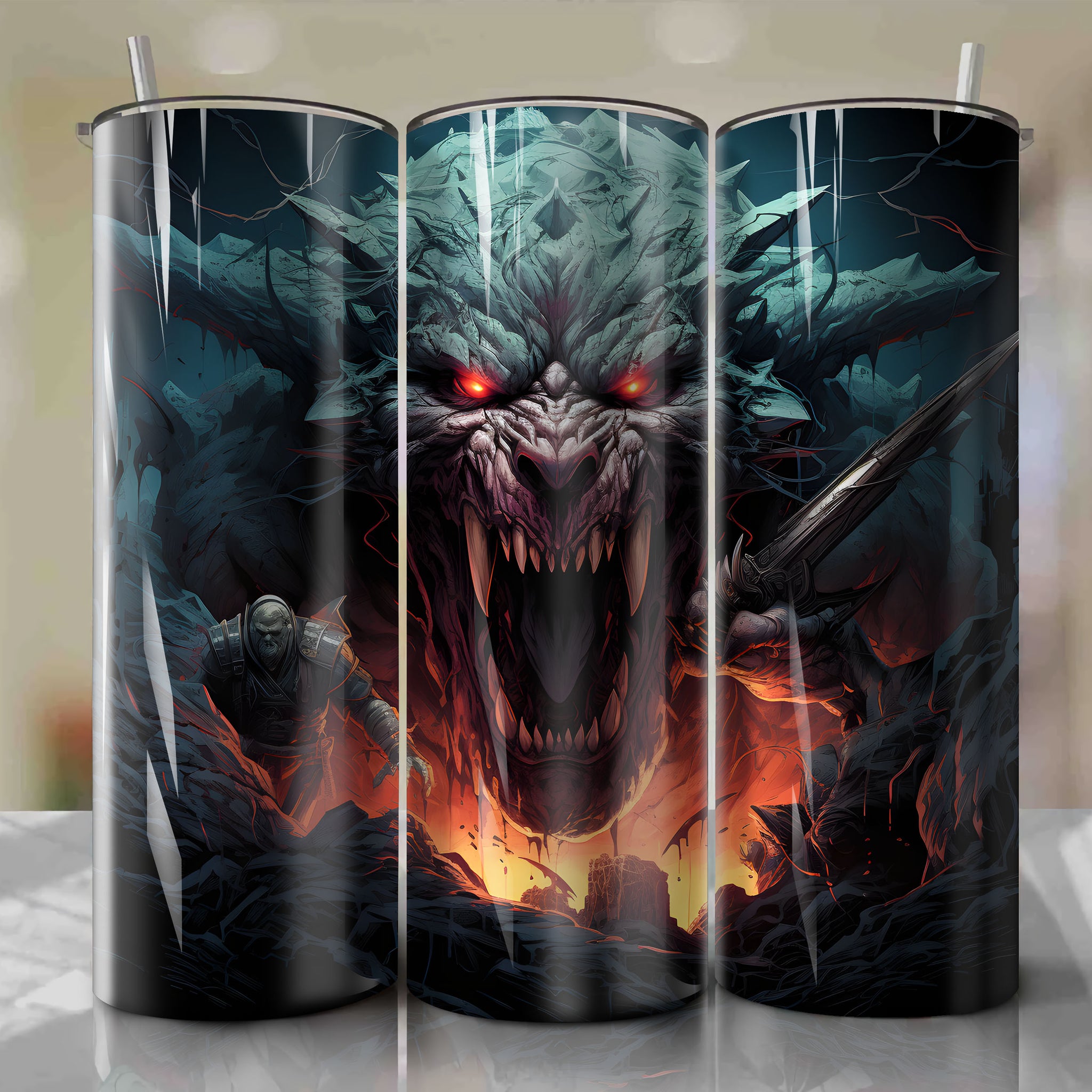 Wild Hunt - Geralt of Rivia 3D Illustration: Captivating 20 Oz Tumbler Wrap Featuring Monsters & Landscapes from the Witcher Universe