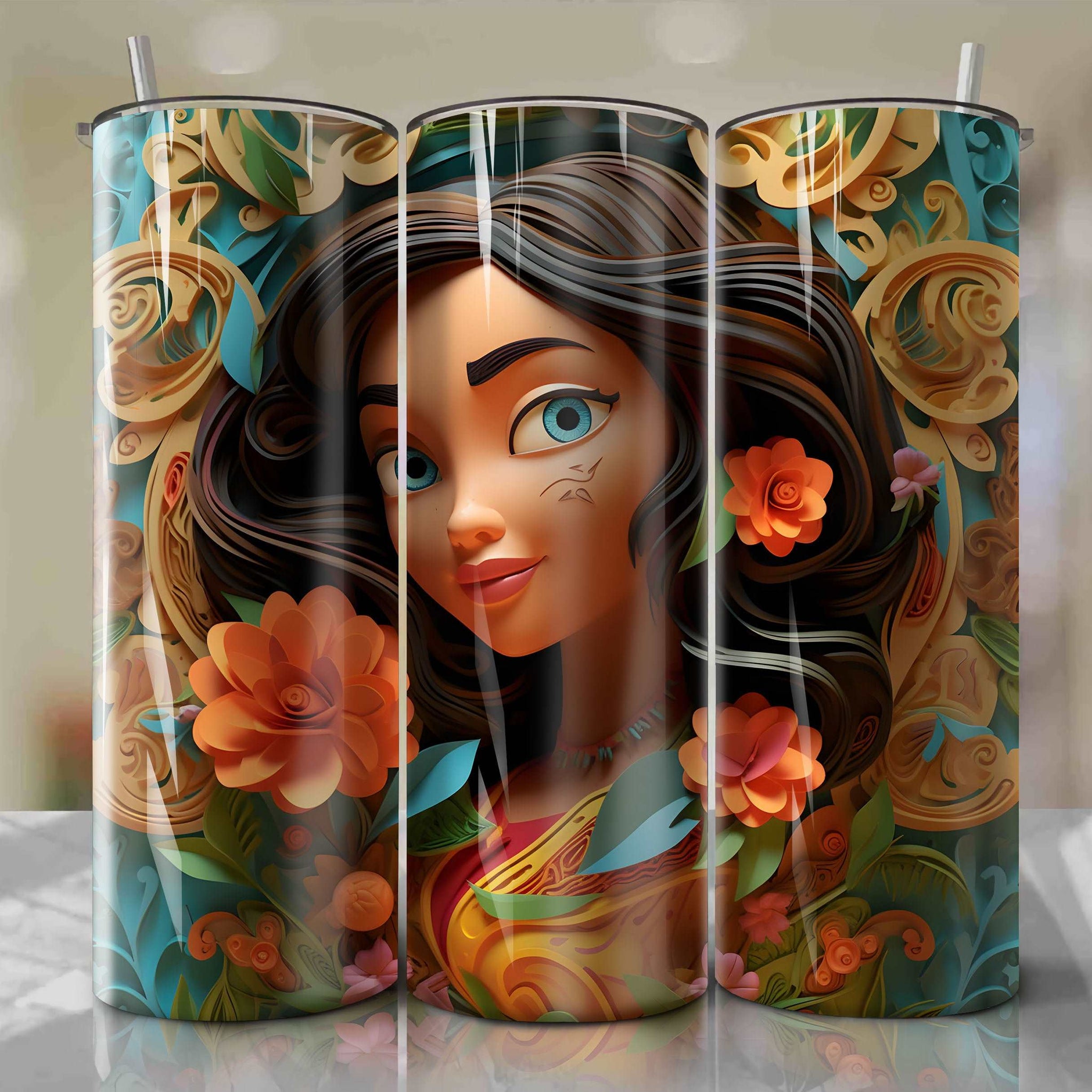 Japanese Woman Art, Cherry Blossom, Beige Sublimation Tumbler Wrap, PNG  File, 20 Oz Skinny Tumbler, Digital Download, Commercial Use