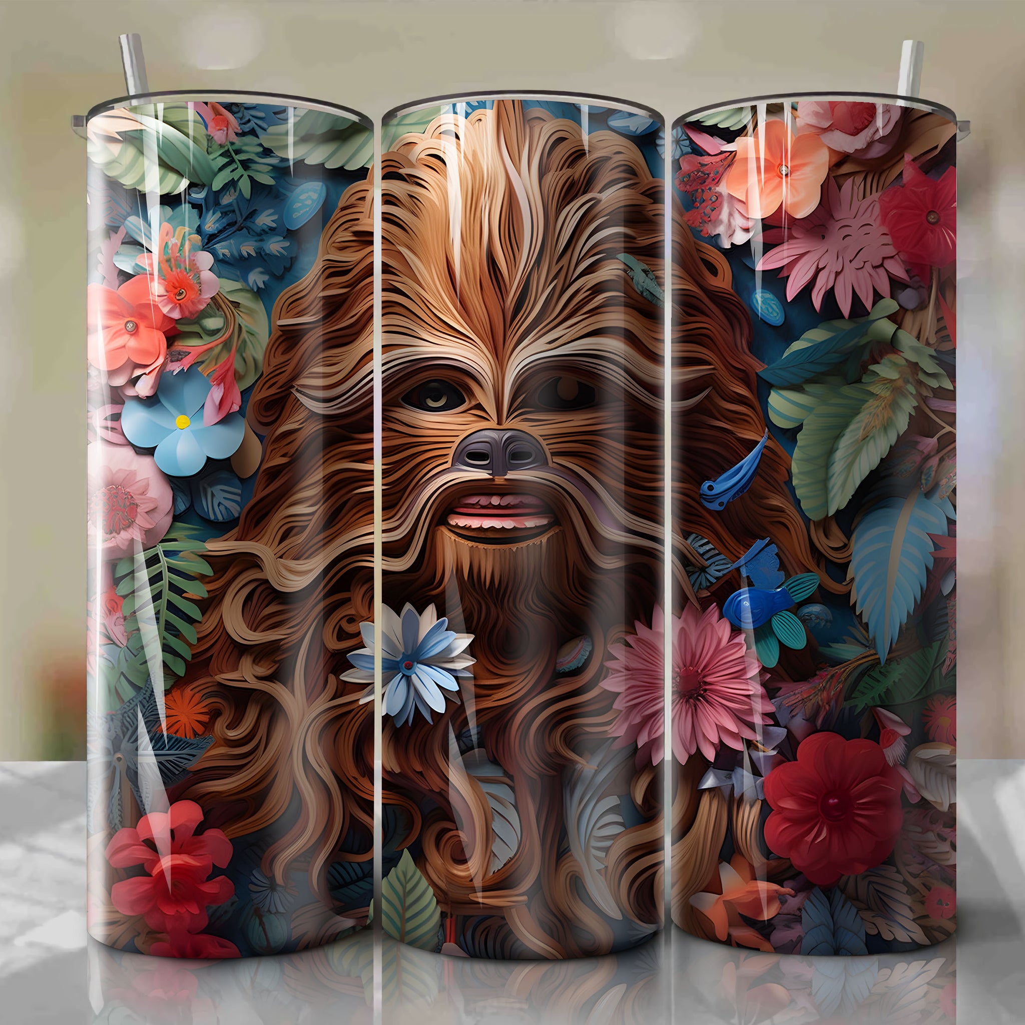 Chewbacca Skinny Tumbler 20oz Wrap PNG - Sublimation - Digital Download