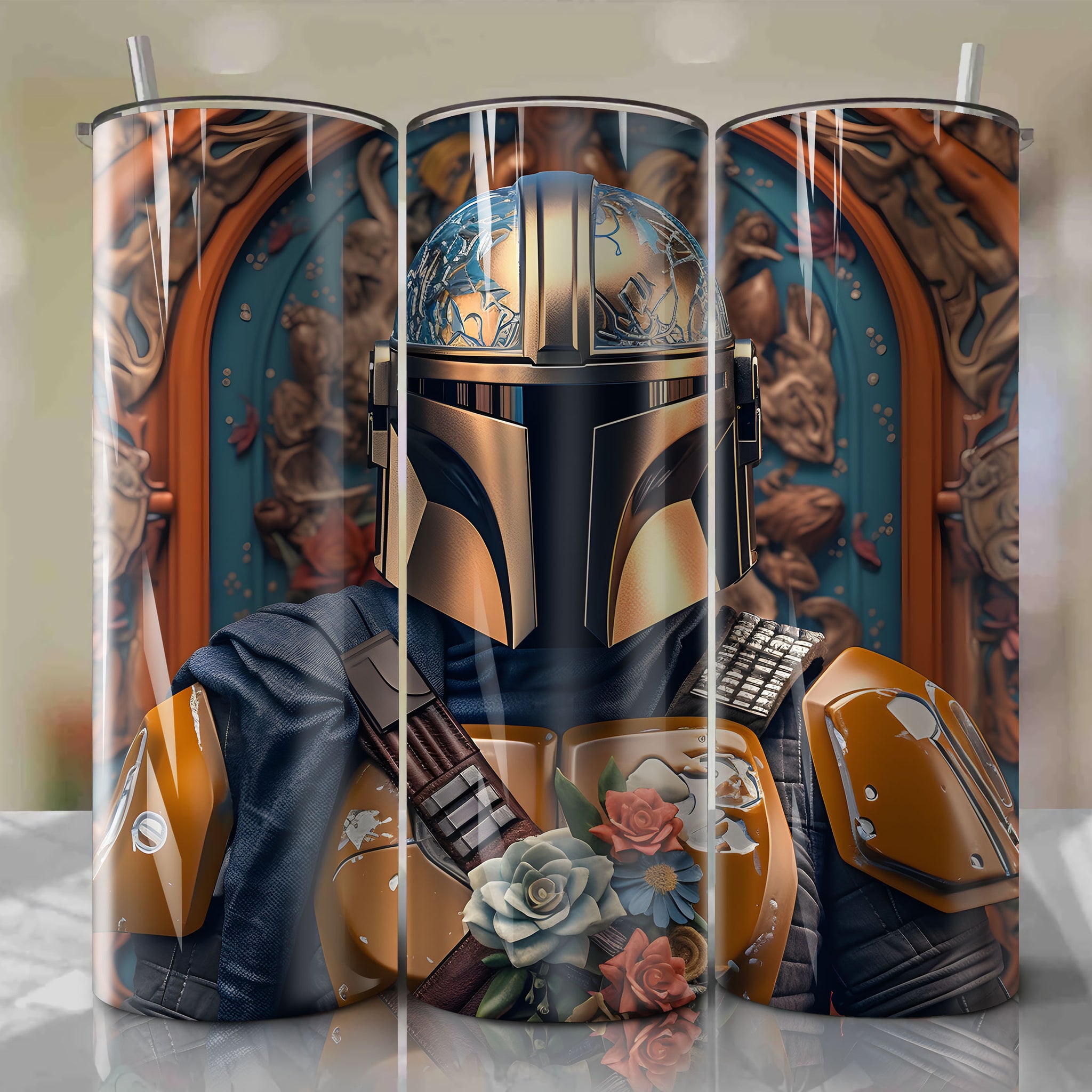 Skinny Tumbler 20oz Wrap PNG - Sublimation - Digital Download - The Mandalorian Din Djarin