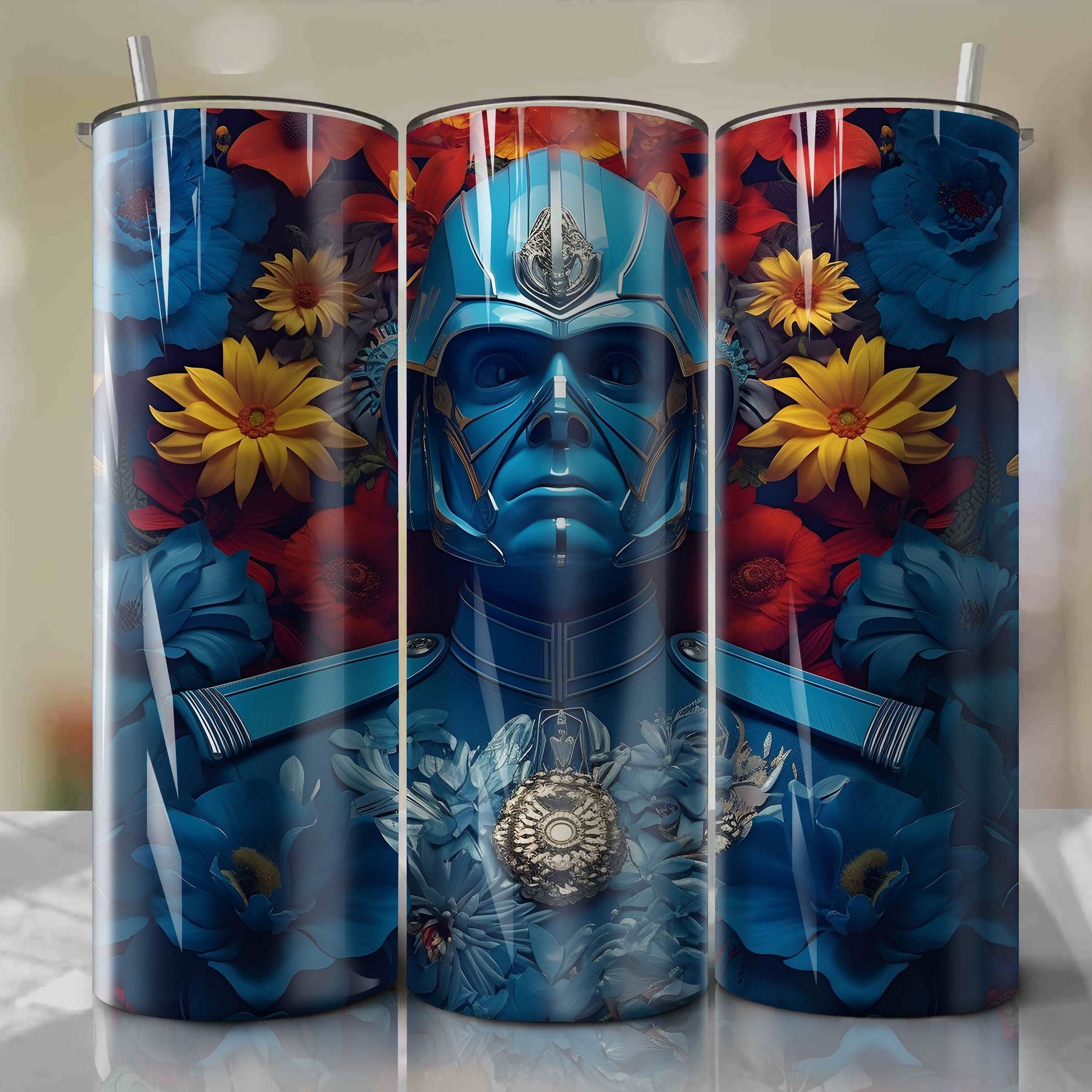 3D Floral Skinny Tumbler 20oz Wrap PNG - Sublimation - Digital Download - Grand Admiral Thrawn