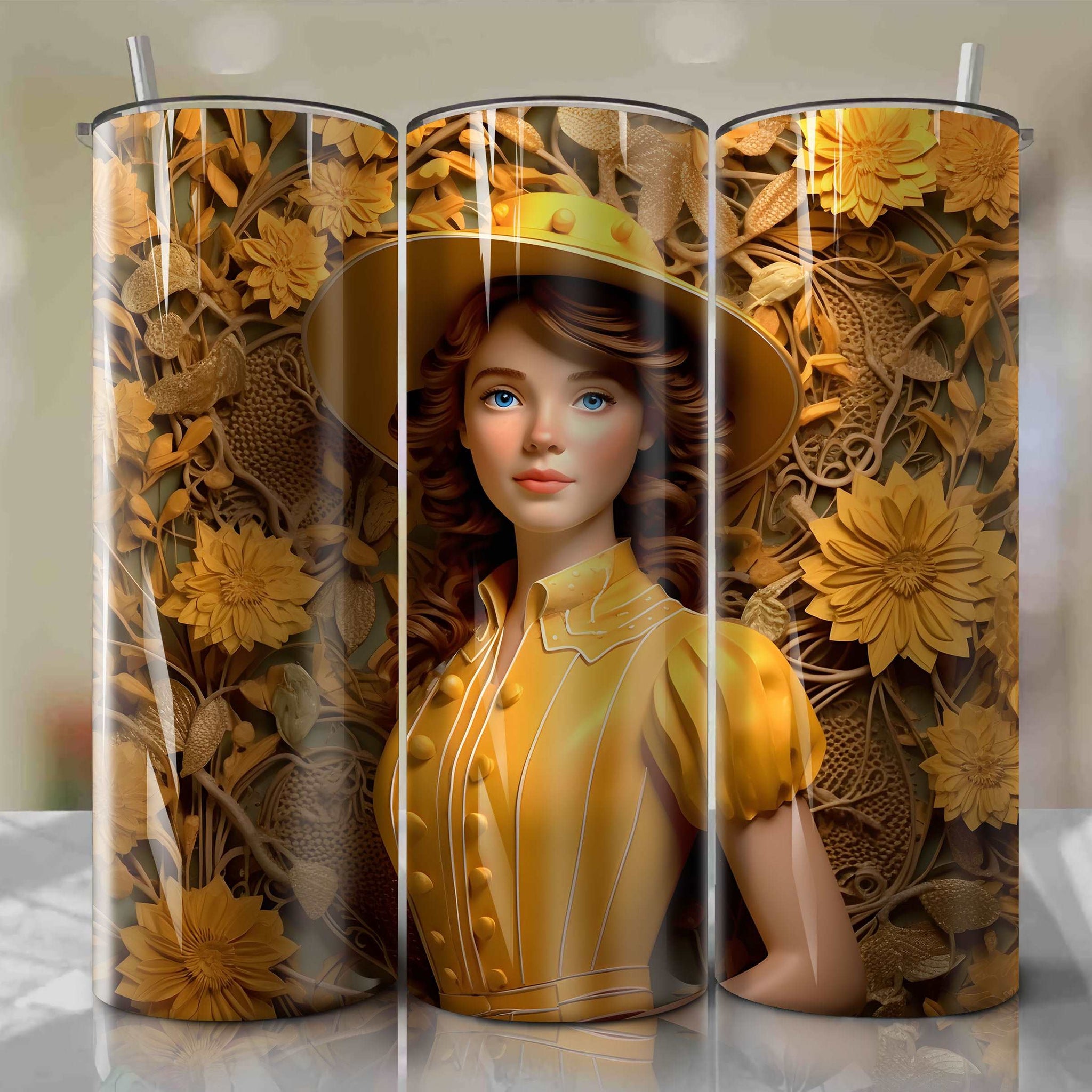 Premium 20oz Sublimation Wrap for 3D Floral Jane Porter Skinny Tumbler