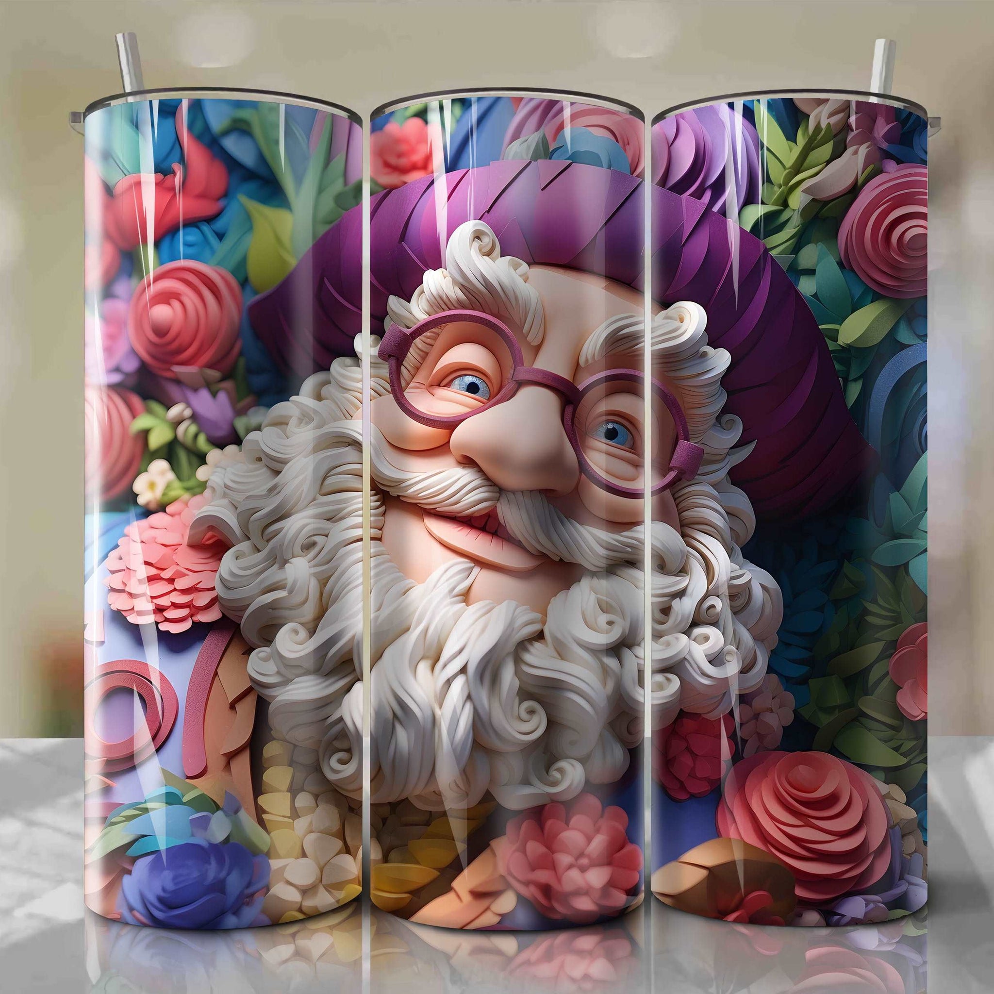 3D Floral Mr. Smee Skinny Tumbler 20oz Wrap PNG - Sublimation