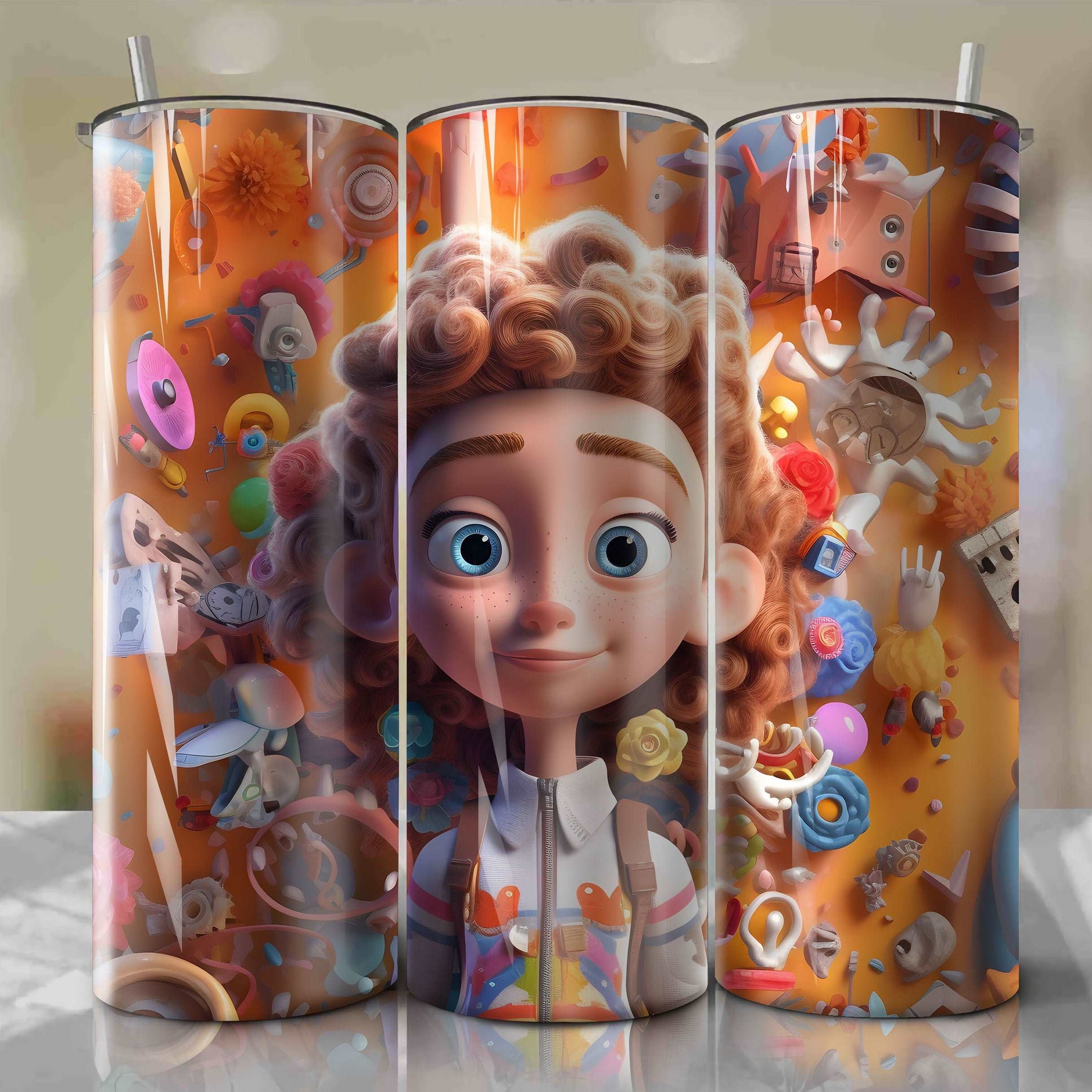 Gabby Gabby 3D Floral Skinny Tumbler 20oz Wrap PNG - Sublimation - Digital Download