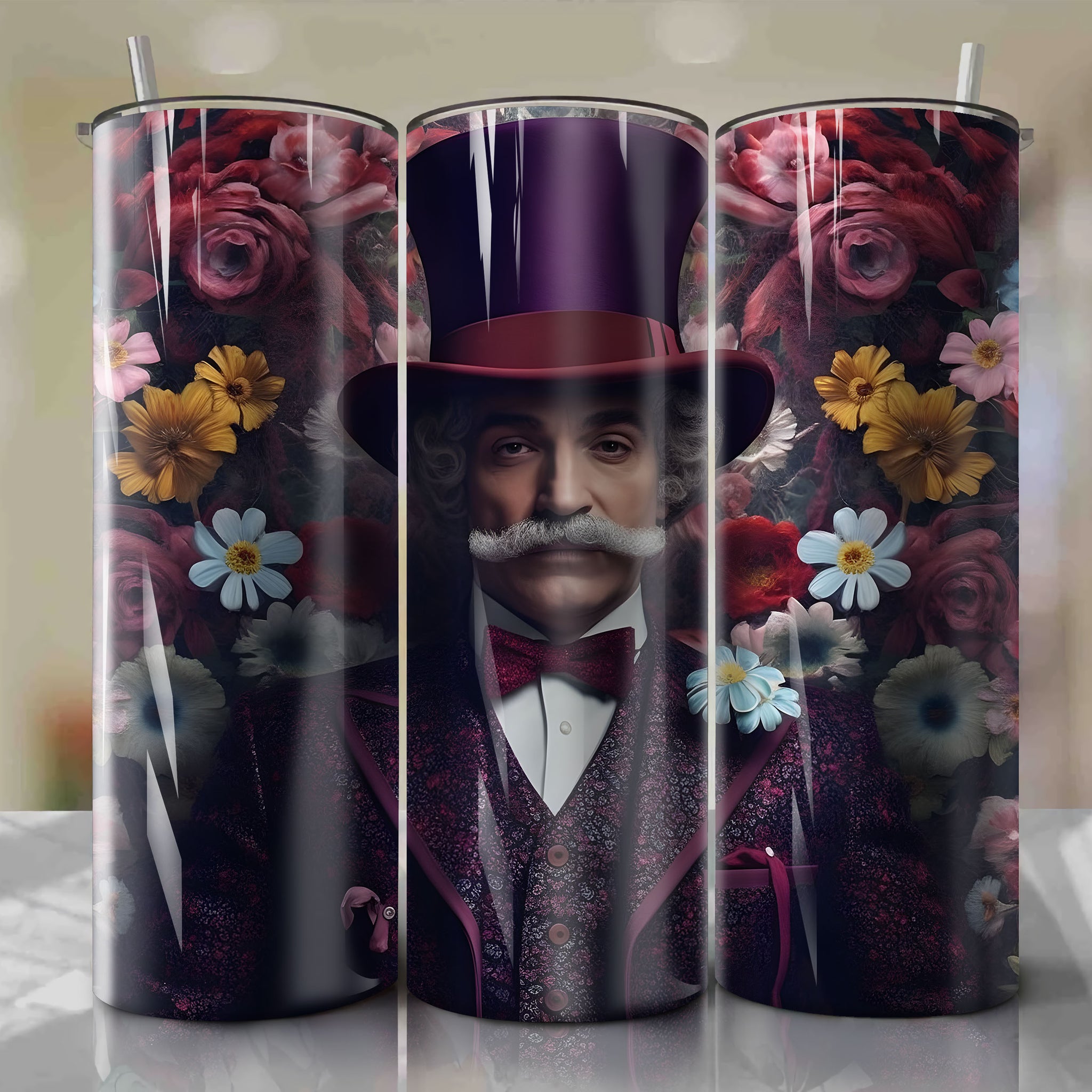 The Ringmaster 3D Floral Skinny Tumbler 20oz Wrap PNG - Sublimation - Digital Download