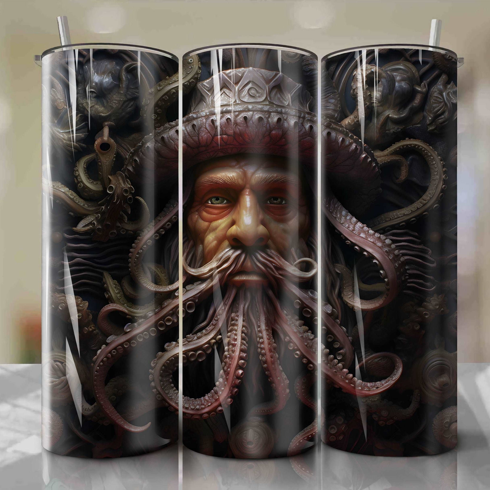 Davy Jones 3D Floral Skinny Tumbler 20oz Wrap PNG - Sublimation - Digital Download