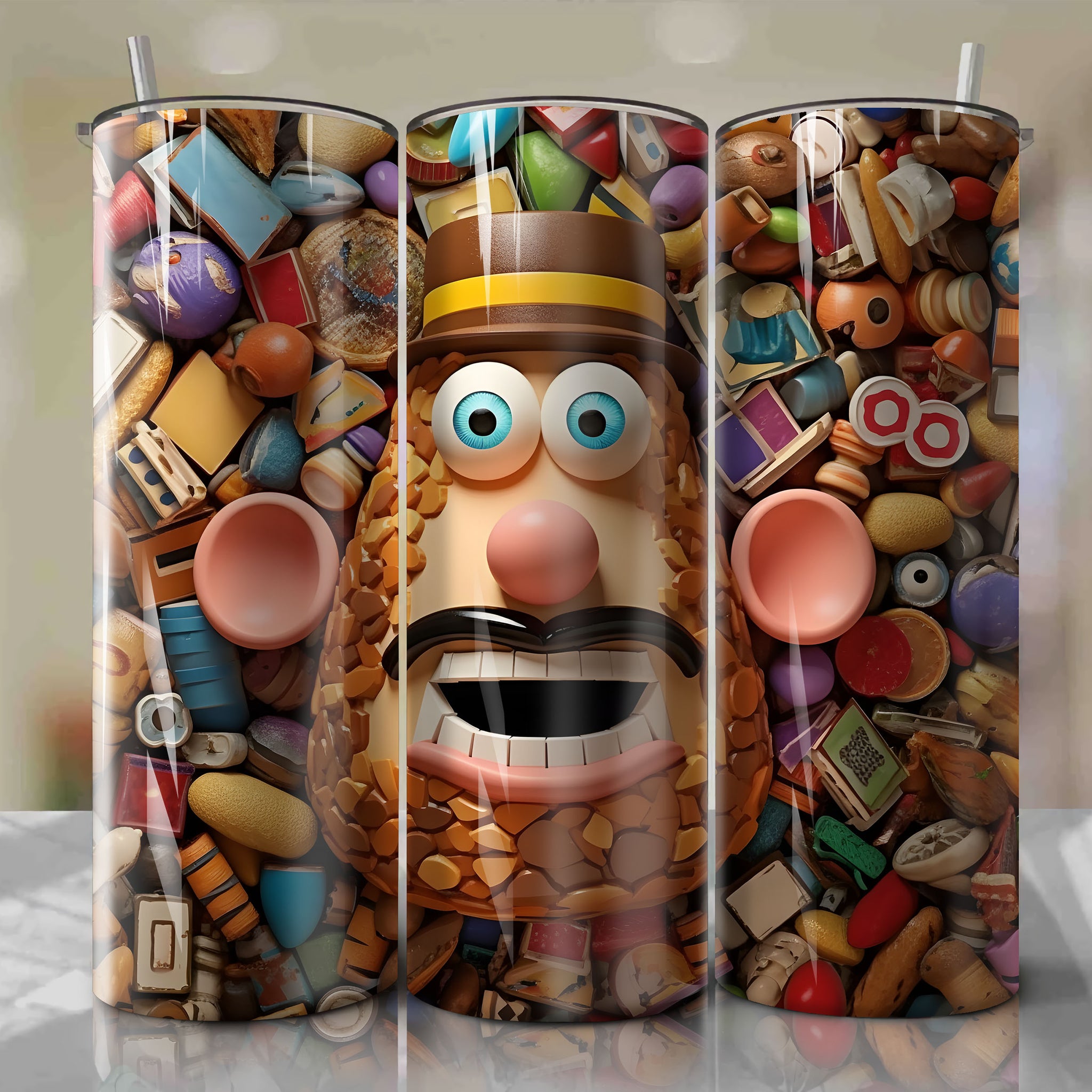 Mr. Potato Head 3D Floral Skinny Tumbler 20oz Wrap PNG - Sublimation - Digital Download