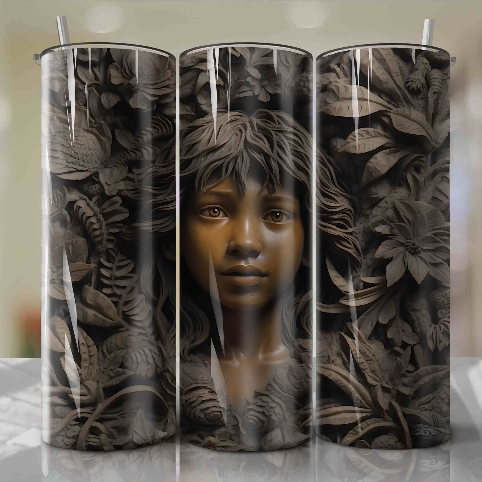 Mowgli 3D Floral Skinny Tumbler 20oz Wrap PNG - Sublimation - Digital Download