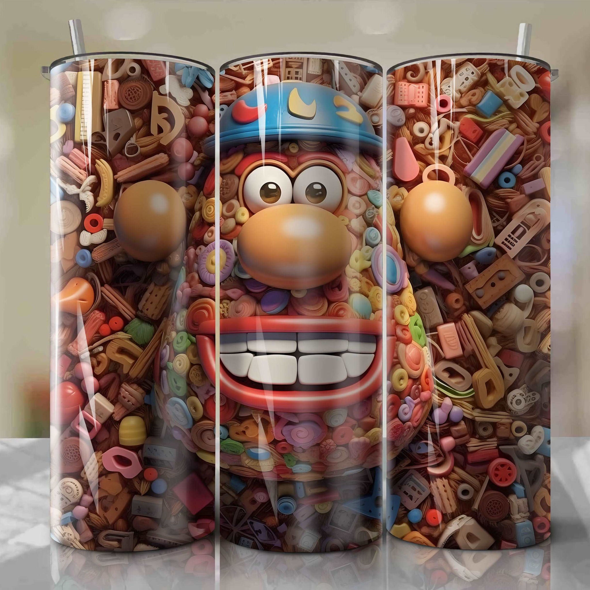 Mr. Potato Head 3D Floral Skinny Tumbler 20oz Wrap PNG - Sublimation - Digital Download