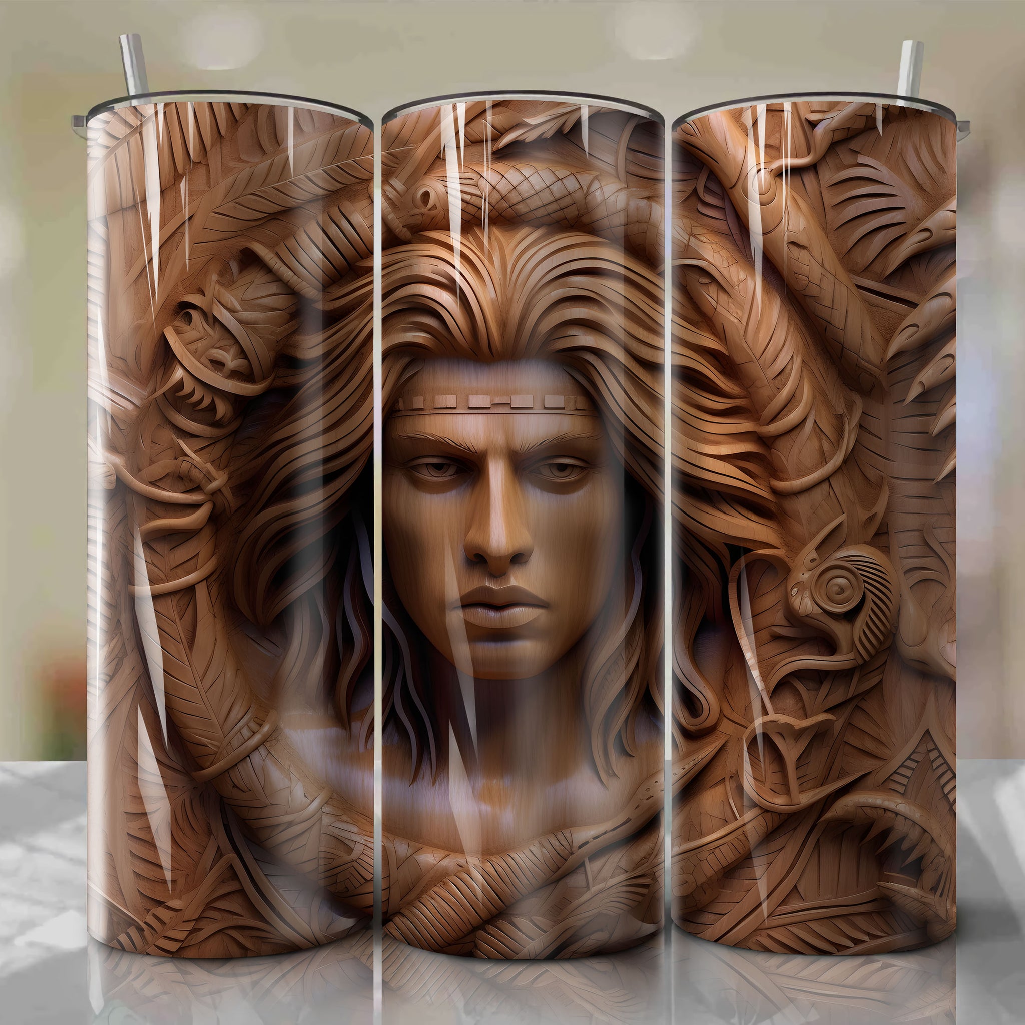 Tarzan 3D Wooden Skinny Tumbler 20oz Wrap PNG - Sublimation - Digital Download