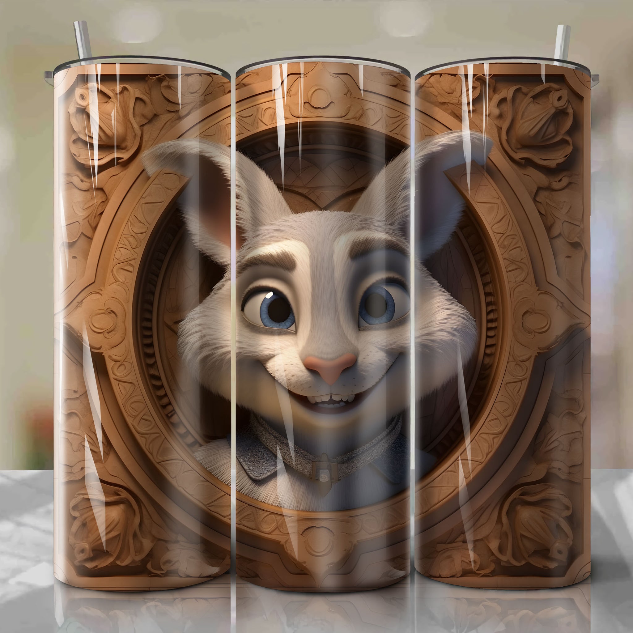 Zootopia - Judy Hopps 3D Wooden Skinny Tumbler 20oz Wrap PNG - Sublimation - Digital Download