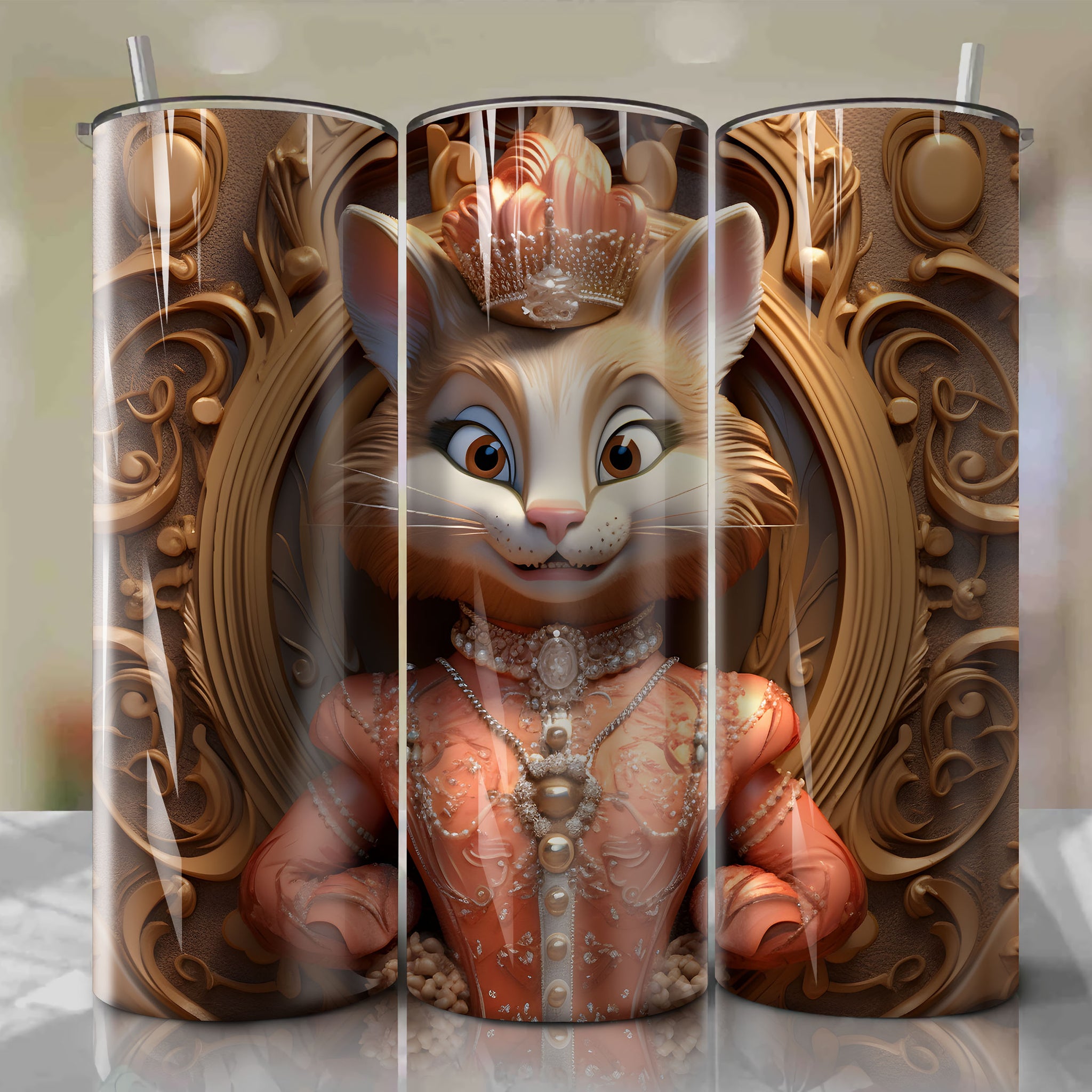 The Aristocats - Duchess 3D Wooden Skinny Tumbler 20oz Wrap PNG - Sublimation - Digital Download