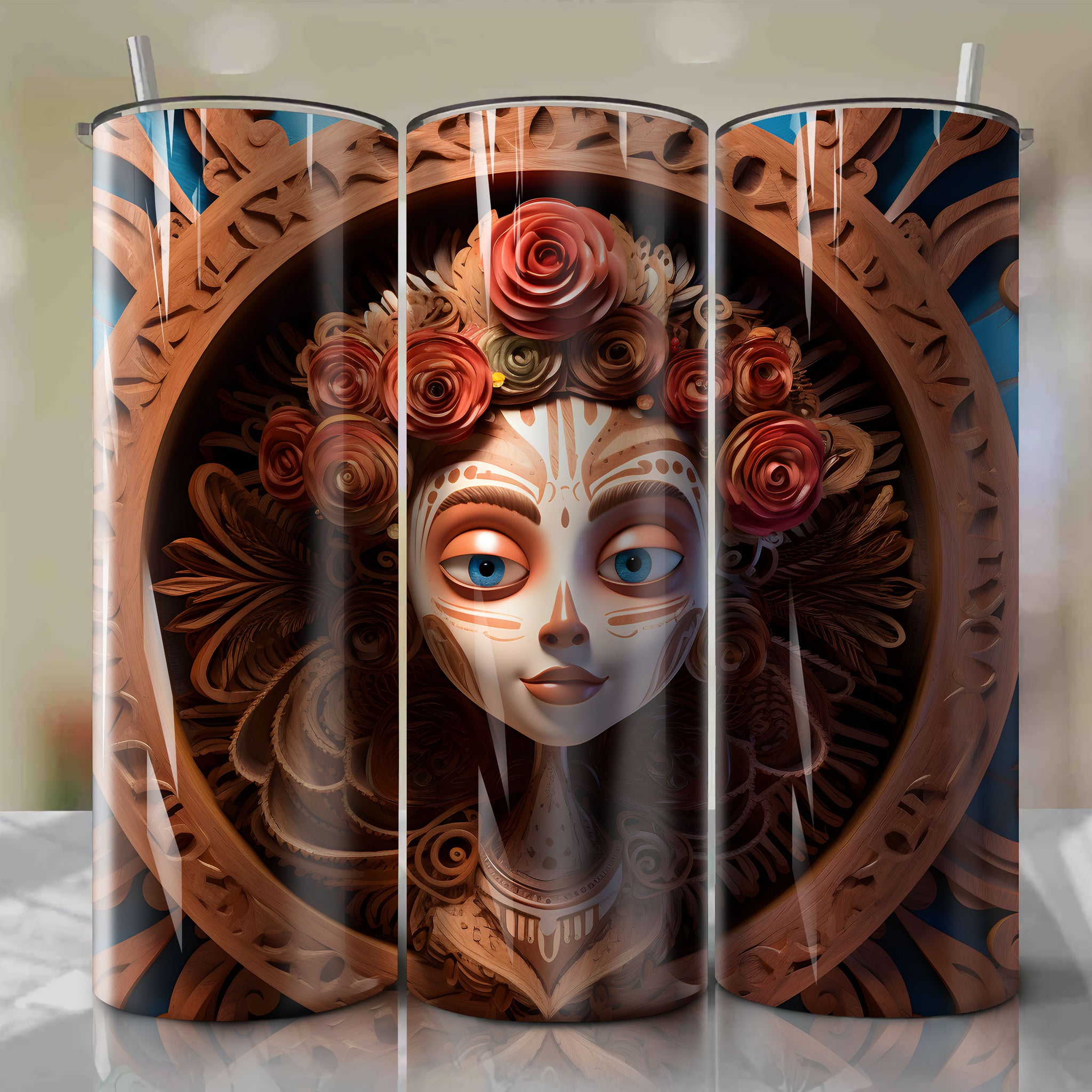 Coco - Mama Coco 3D Wooden Skinny Tumbler 20oz Wrap PNG - Sublimation - Digital Download