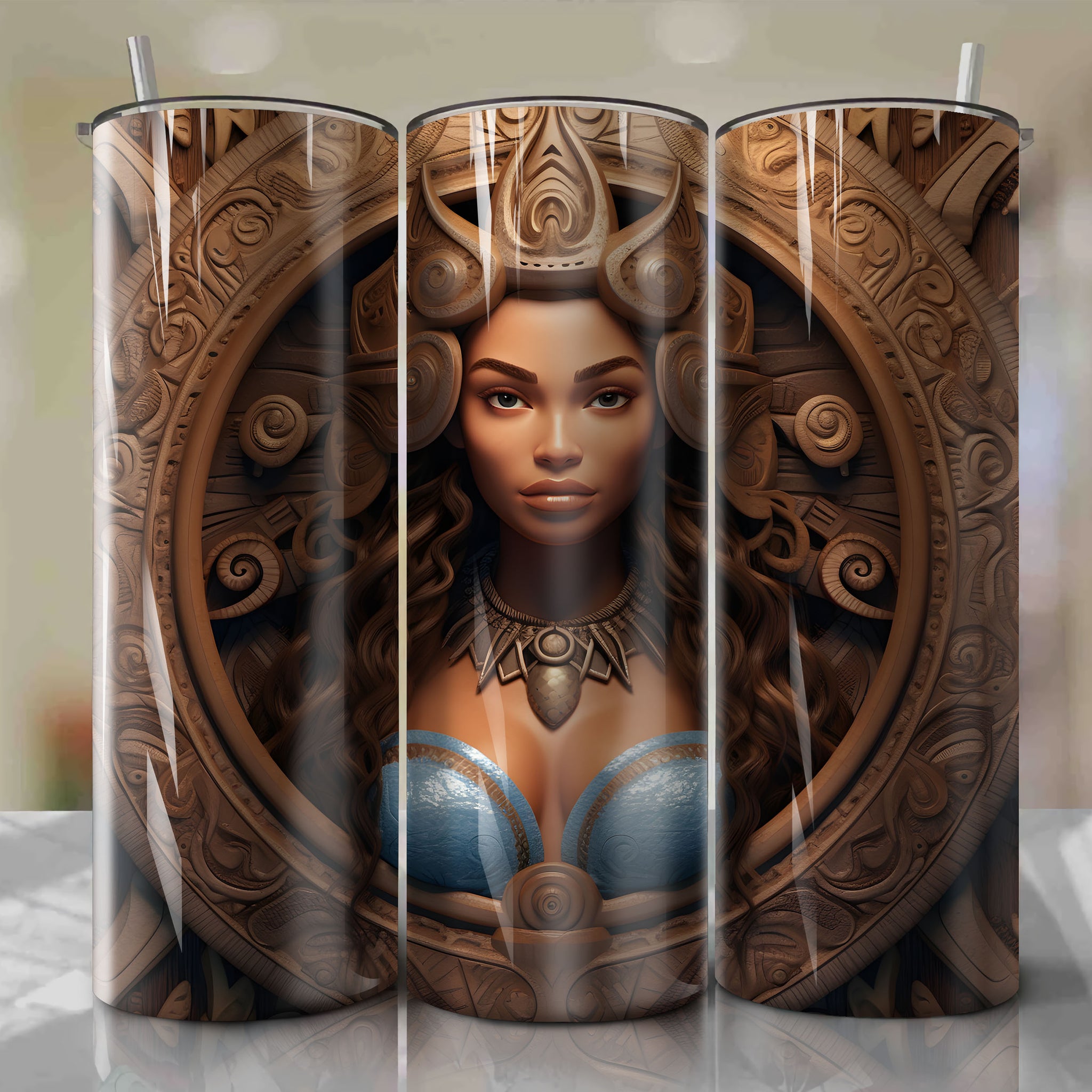 Moana - Maui 3D Wooden Skinny Tumbler 20oz Wrap PNG - Sublimation - Digital Download