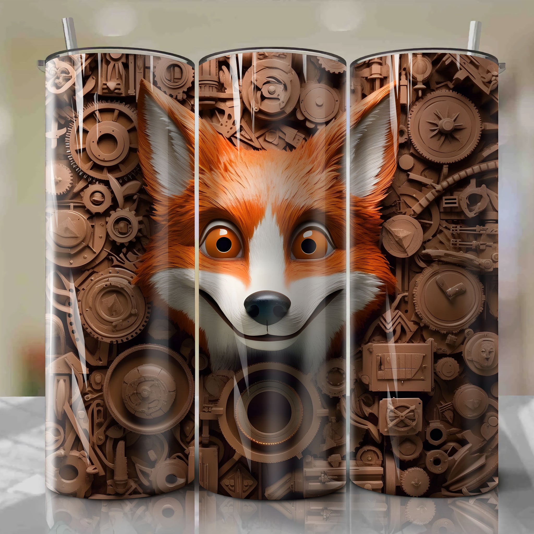 Zootopia - Nick Wilde 3D Wooden Skinny Tumbler 20oz Wrap PNG - Sublimation - Digital Download
