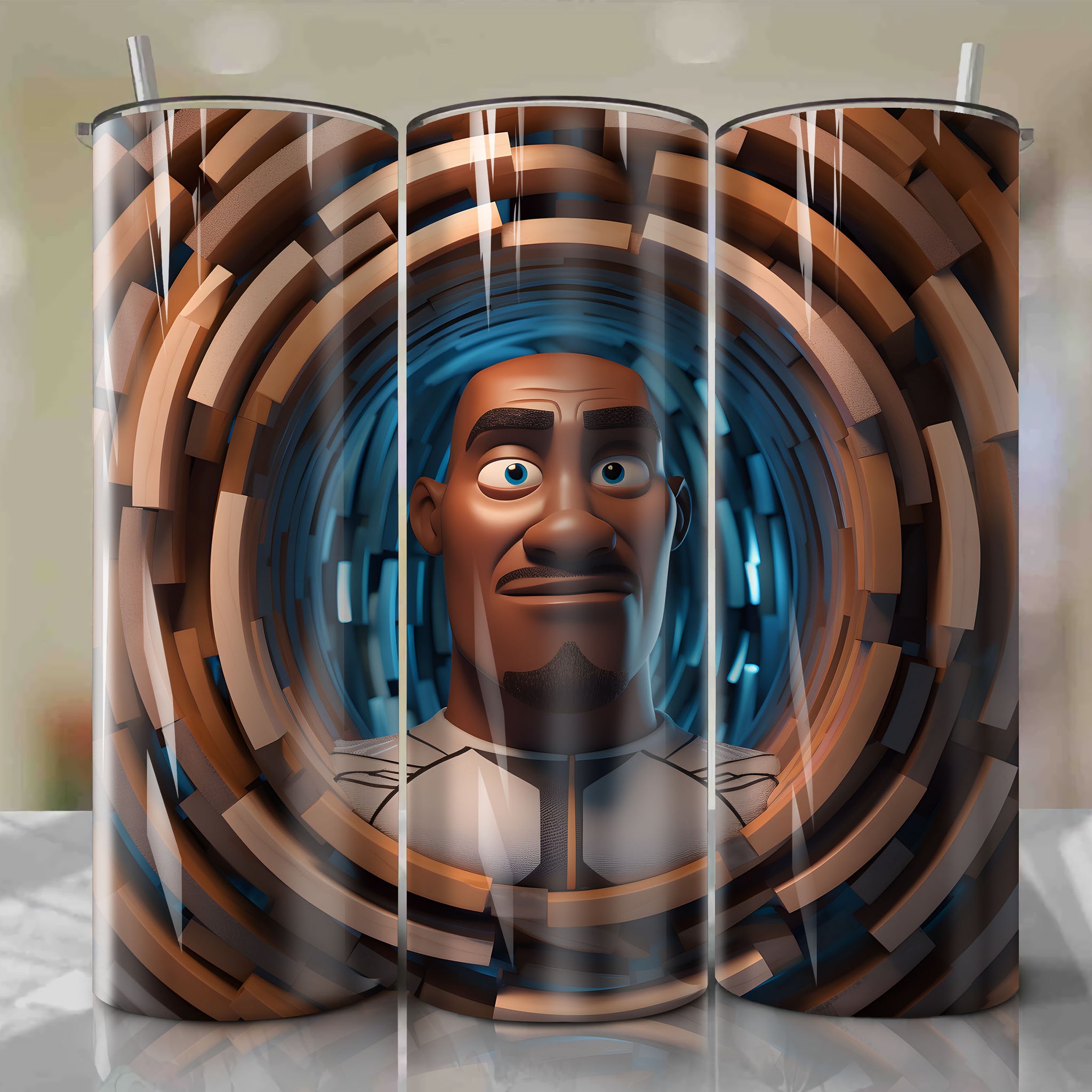 Incredibles 2 - Frozone 3D Wooden Skinny Tumbler 20oz Wrap PNG - Sublimation - Digital Download