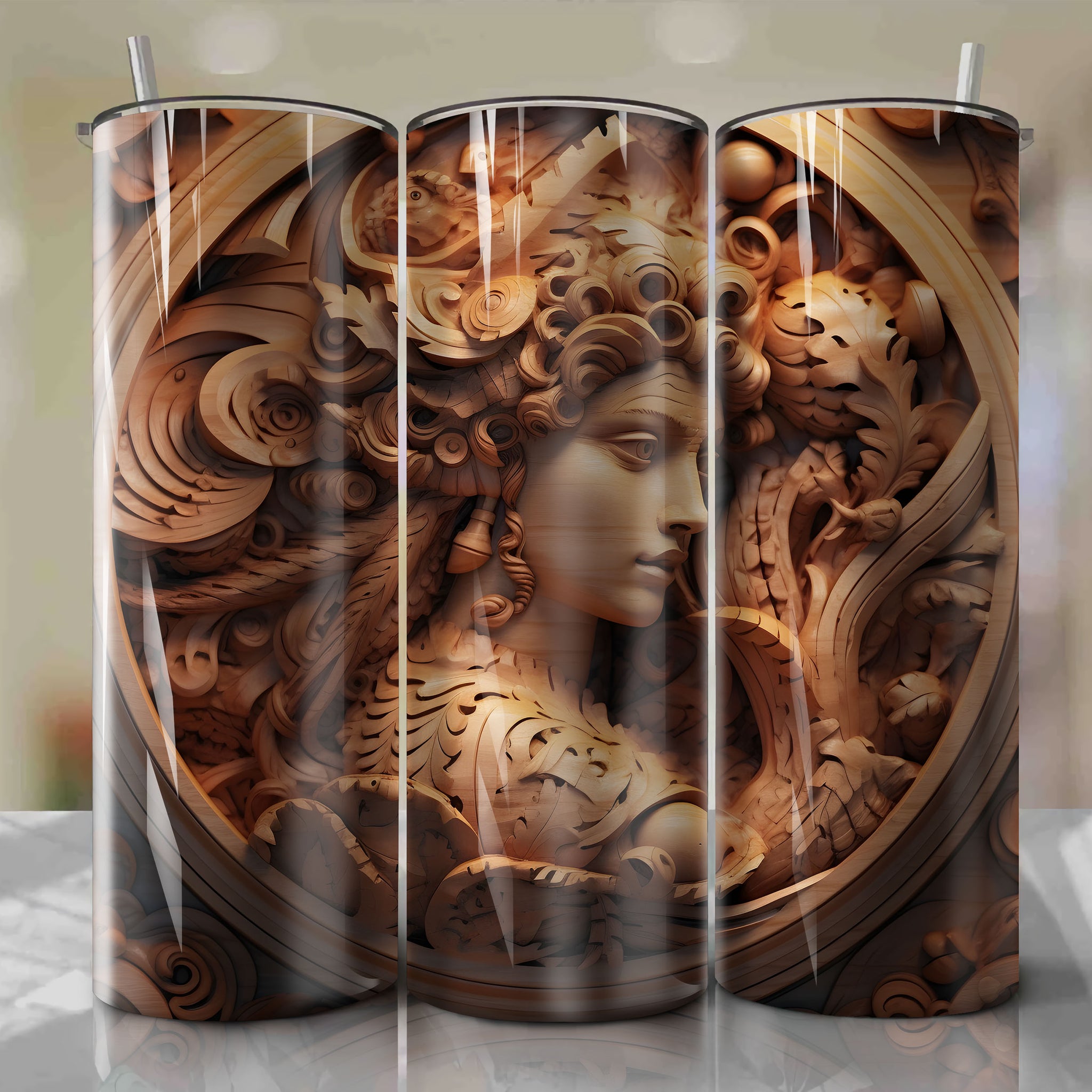 Hercules - Megara 3D Wooden Skinny Tumbler 20oz Wrap PNG - Sublimation - Digital Download