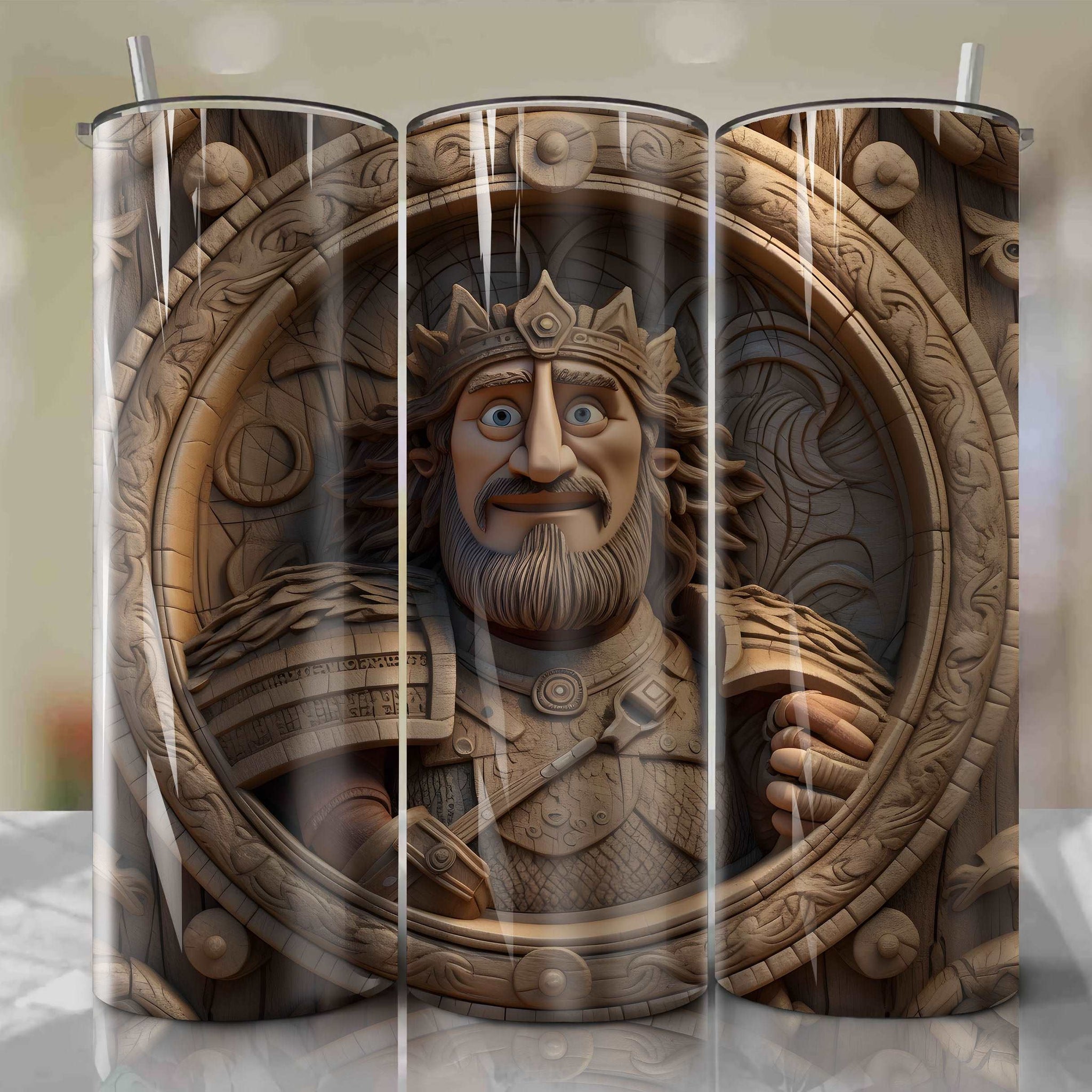 Brave - King Fergus 3D Wooden Skinny Tumbler 20oz Wrap PNG - Sublimation - Digital Download