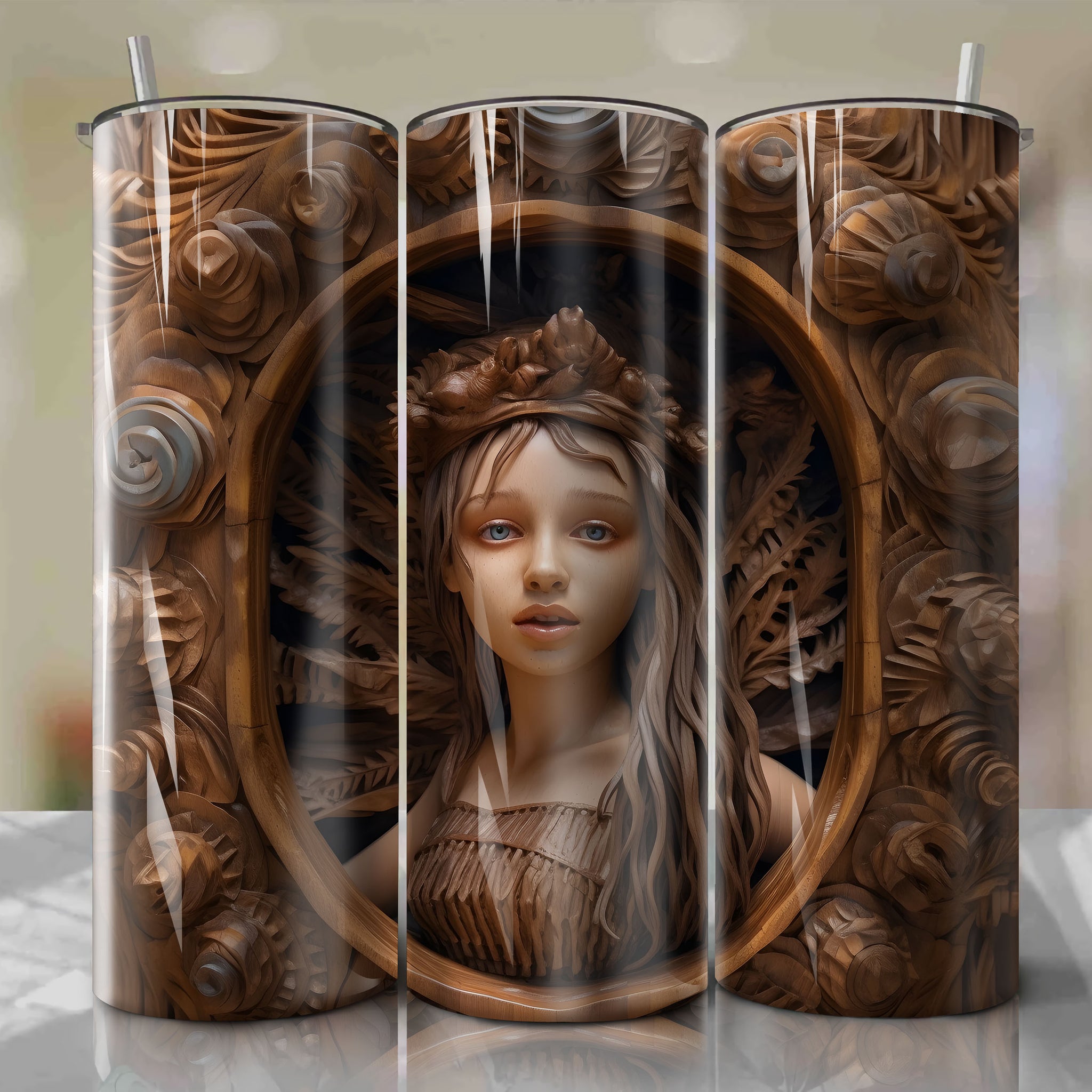 Inside Out - Joy 3D Wooden Skinny Tumbler 20oz Wrap PNG - Sublimation - Digital Download