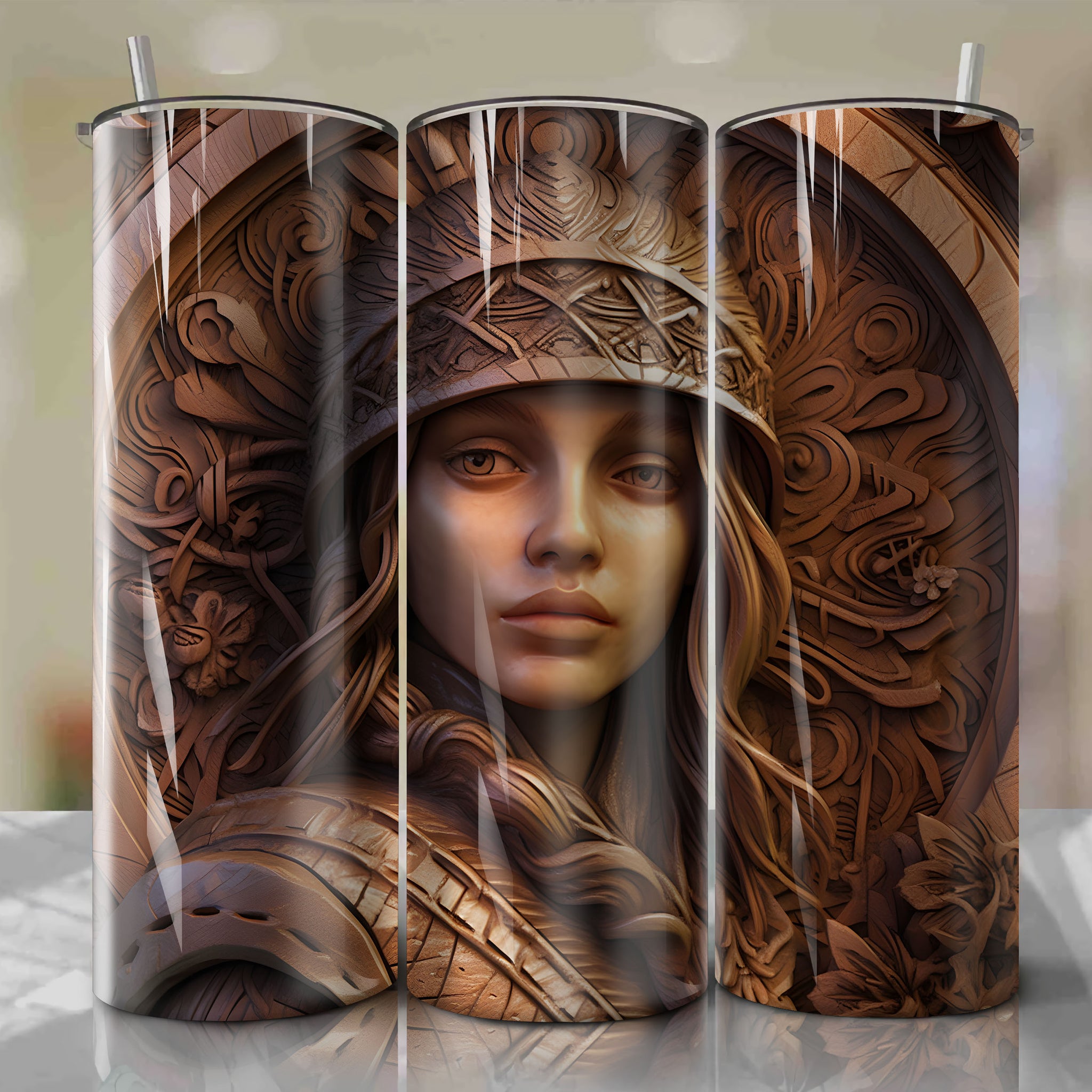 Robin Hood - Maid Marian 3D Wooden Skinny Tumbler 20oz Wrap PNG - Sublimation - Digital Download