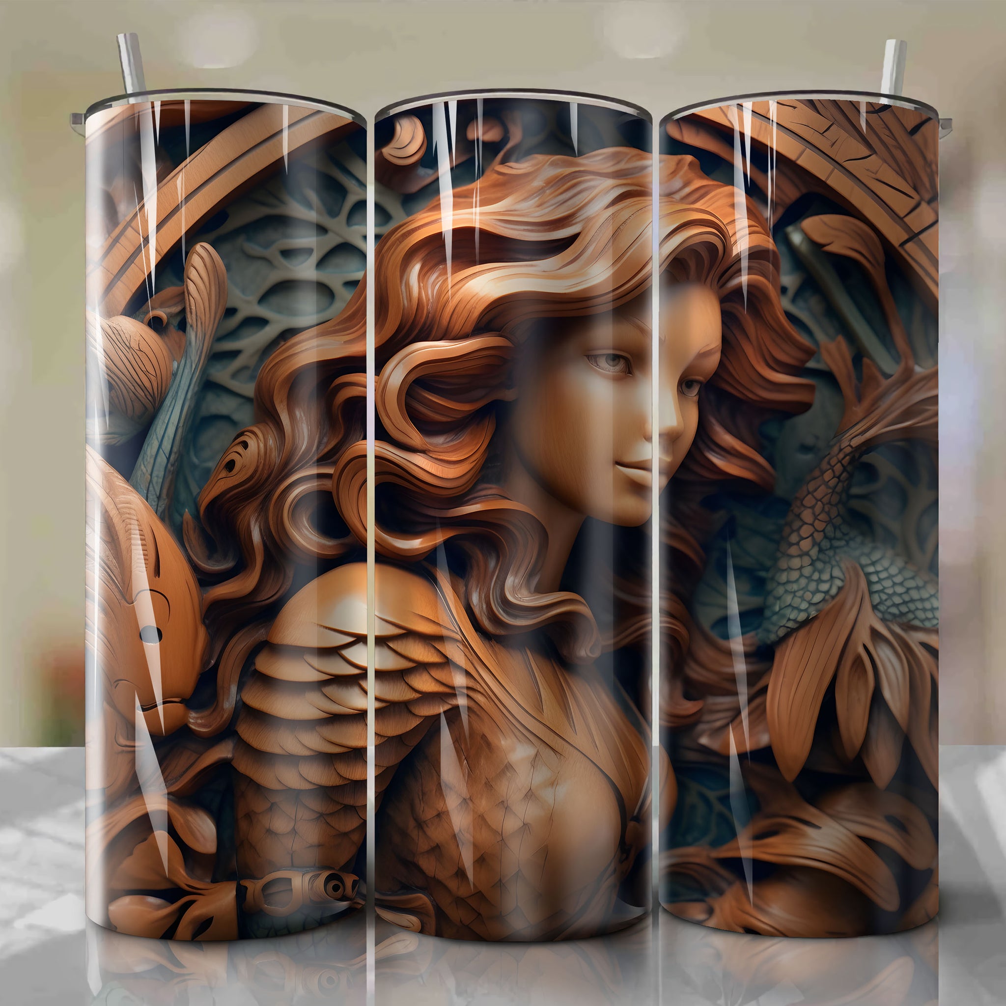 The Little Mermaid - Sebastian 3D Wooden Skinny Tumbler 20oz Wrap PNG - Sublimation - Digital Download