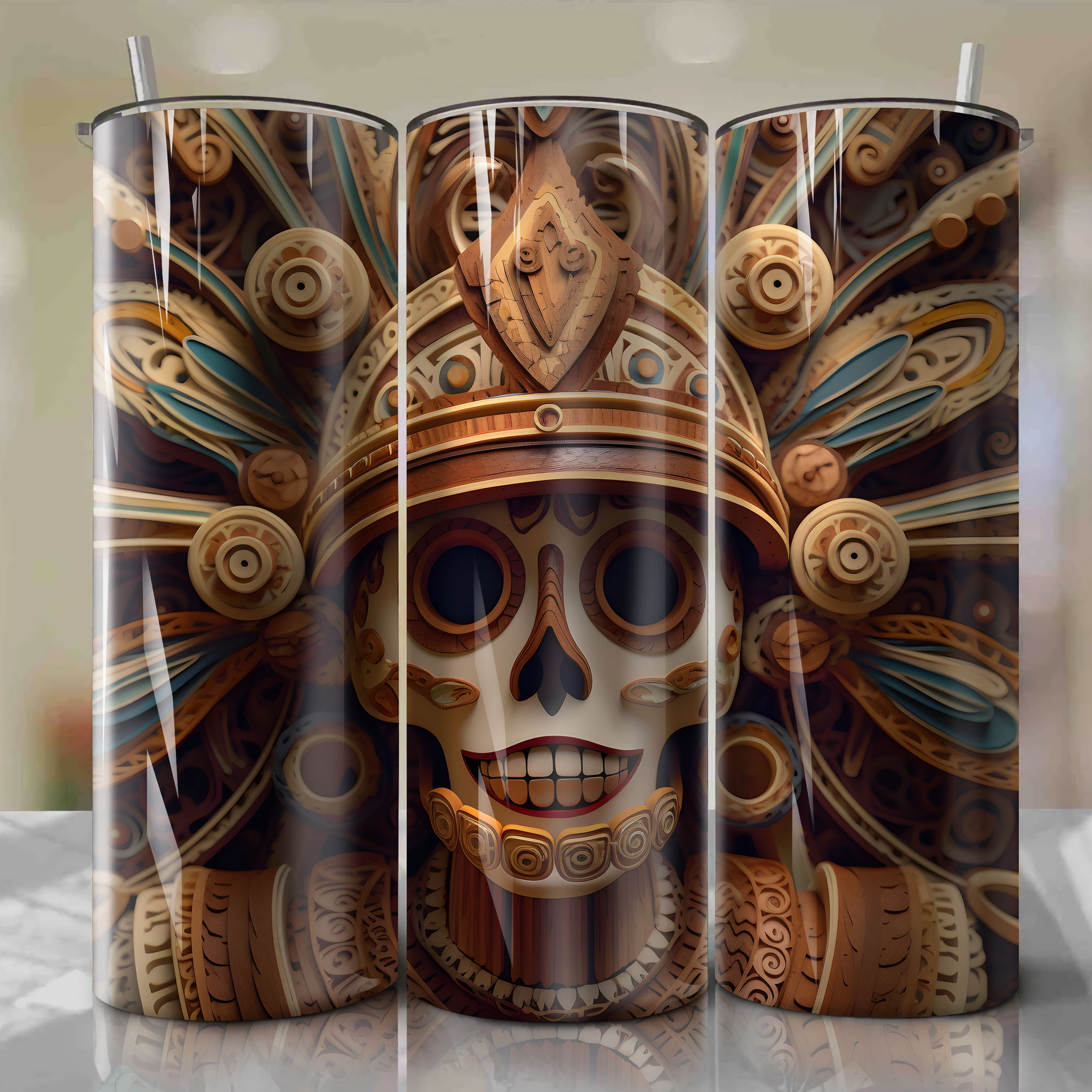 Coco - Hector 3D Wooden Skinny Tumbler 20oz Wrap PNG - Sublimation - Digital Download