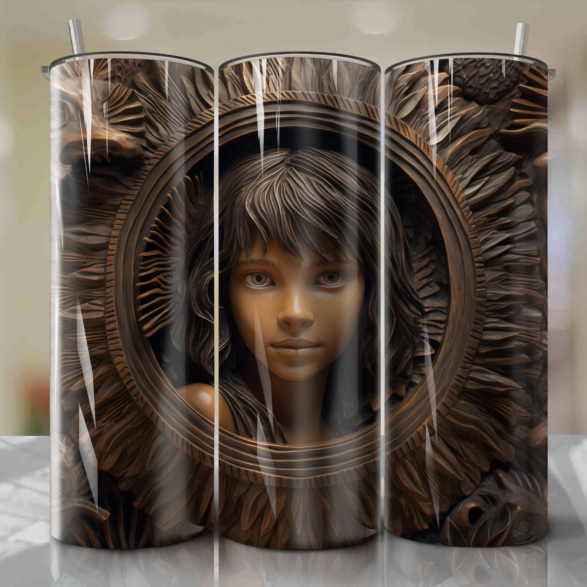 The Jungle Book - Mowgli 3D Wooden Skinny Tumbler 20oz Wrap PNG - Sublimation - Digital Download