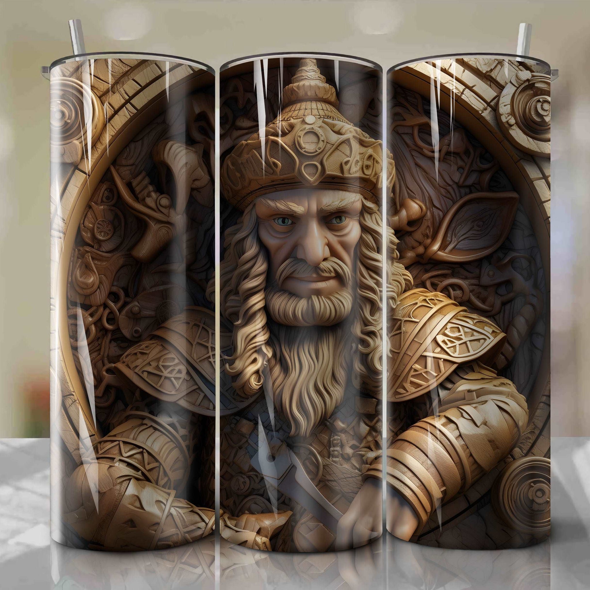 Brave - King Fergus 3D Wooden Skinny Tumbler 20oz Wrap PNG - Sublimation - Digital Download