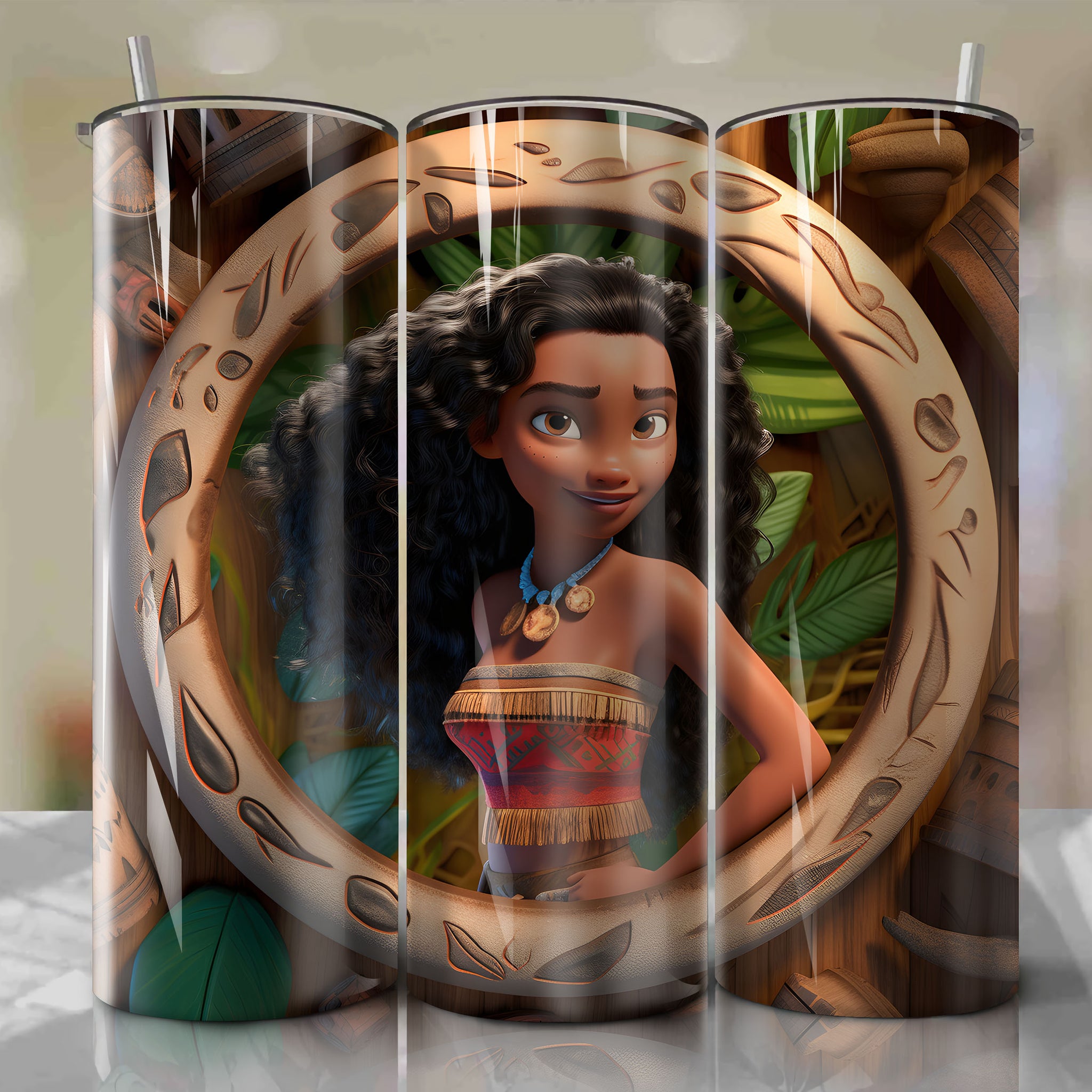 Beauty and the Beast - Lumire 3D Wooden Skinny Tumbler 20oz Wrap PNG 