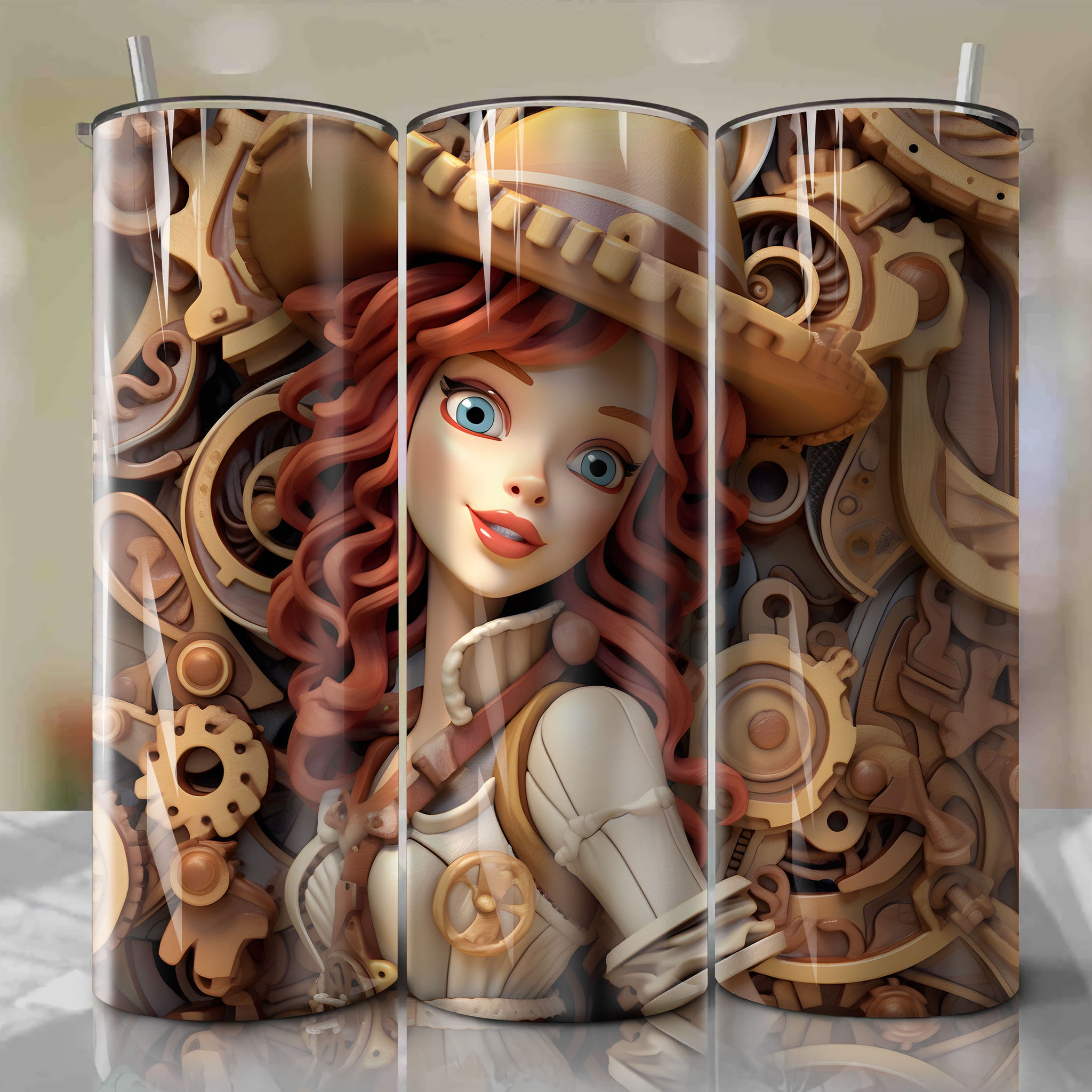 Toy Story - Jessie 3D Wooden Skinny Tumbler 20oz Wrap PNG - Sublimation - Digital Download