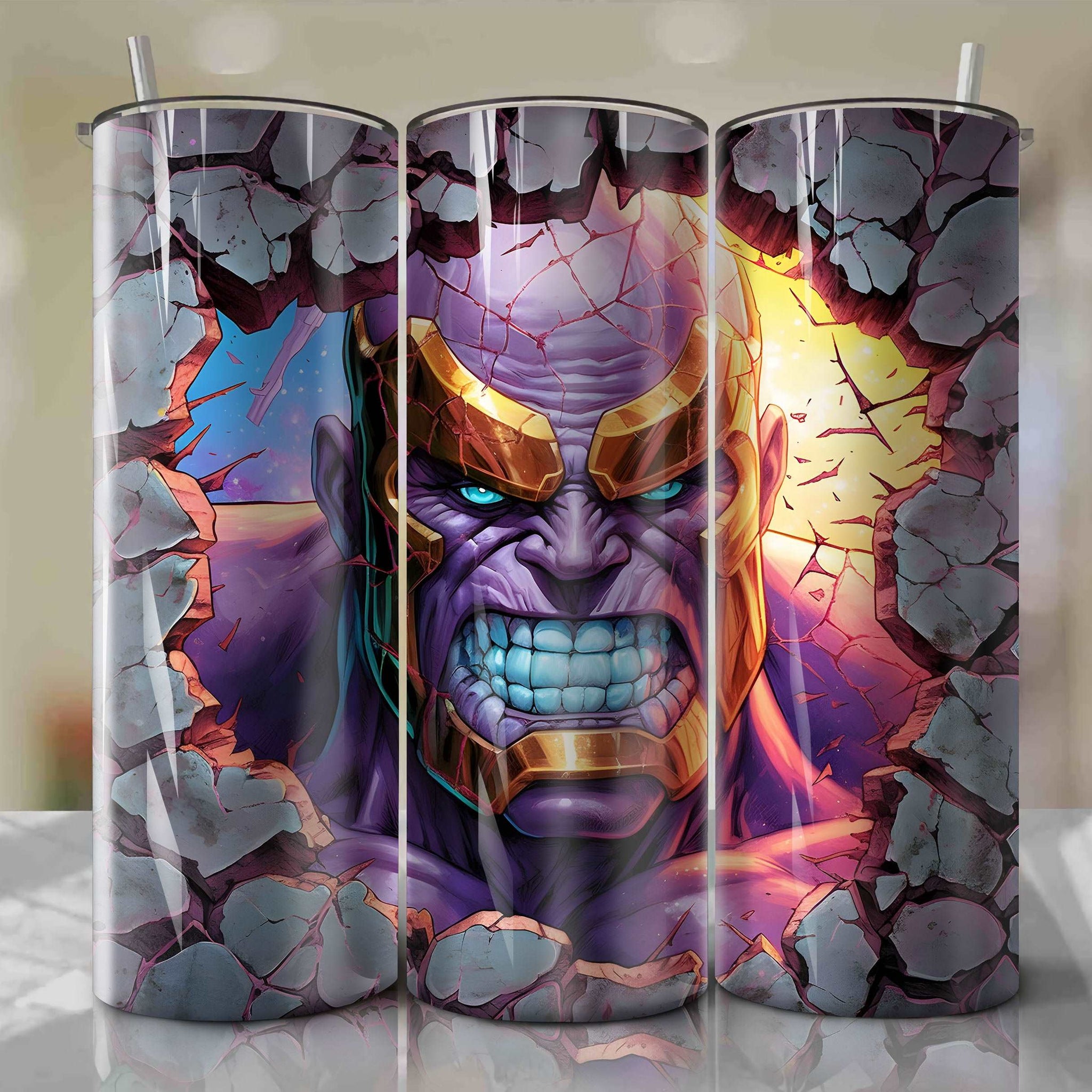 Spider-Man Wrap PNG Skinny Tumbler 20oz - Sublimation 3D Cracked Desig