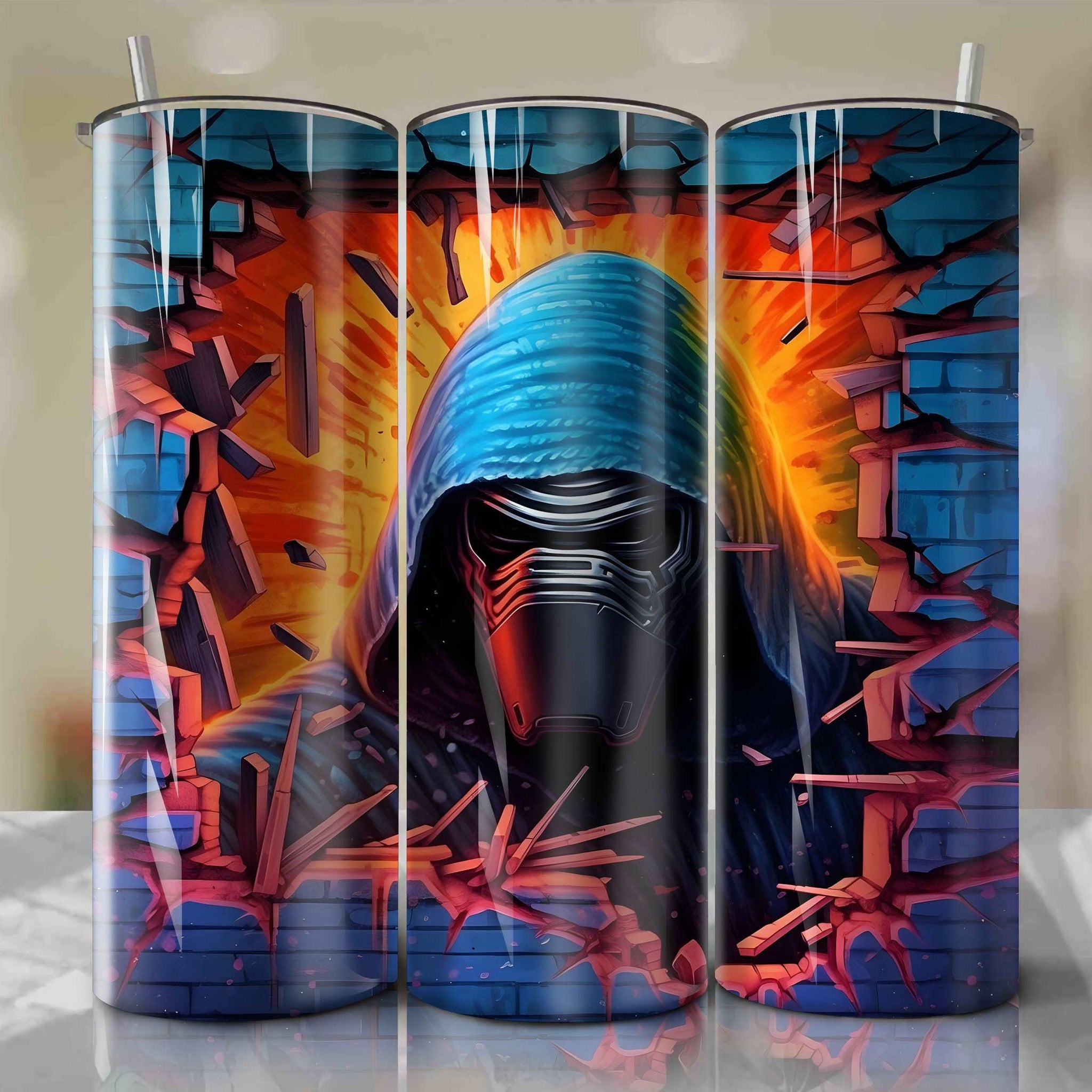 Star Wars Crack 3D Skinny Tumbler 20oz Wrap PNG - Sublimation - Digital Download